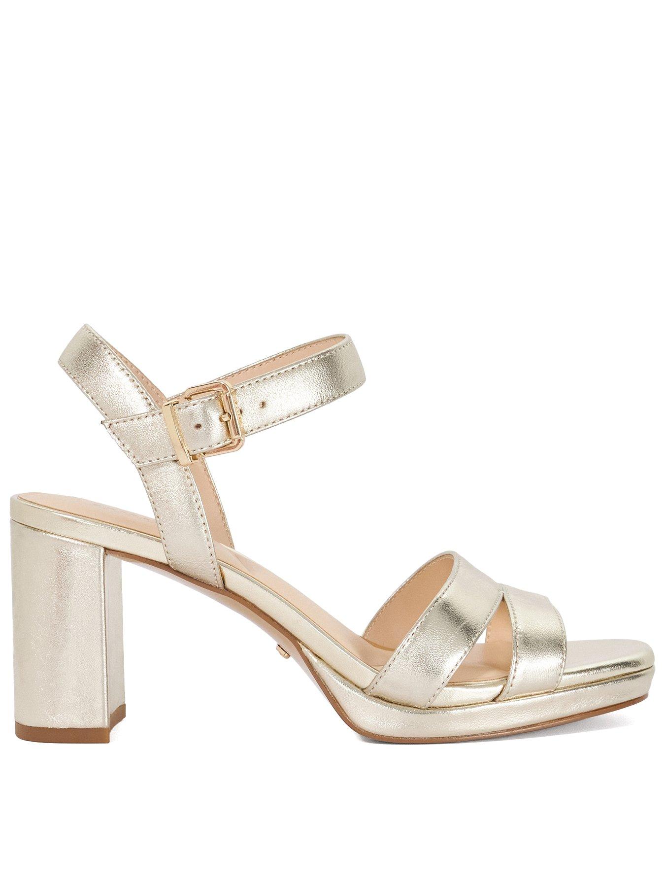 Dune London Manifesting Block Heel Sandals - Gold