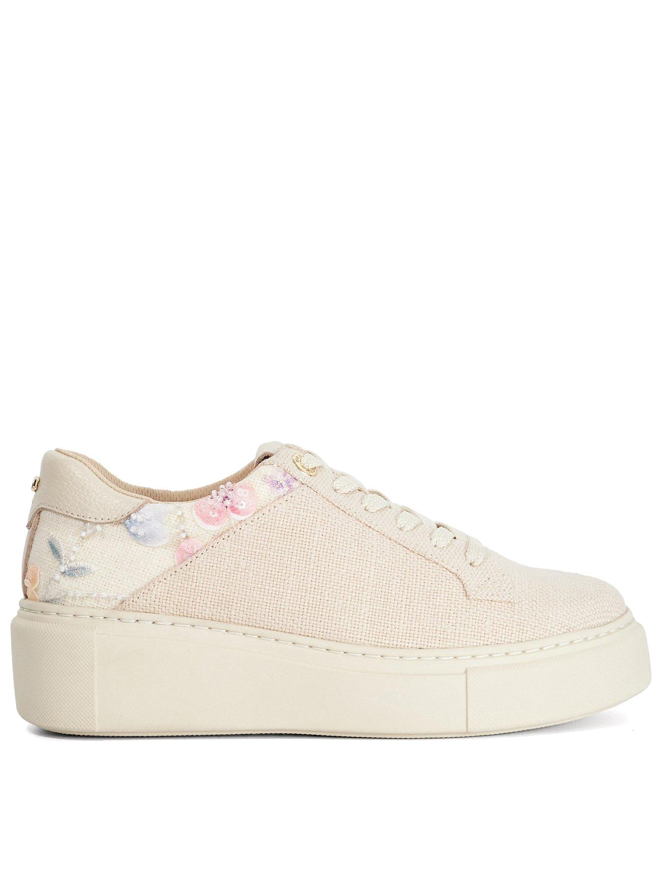 Dune London Evienne Platform Trainer, Natural, Size 8, Women