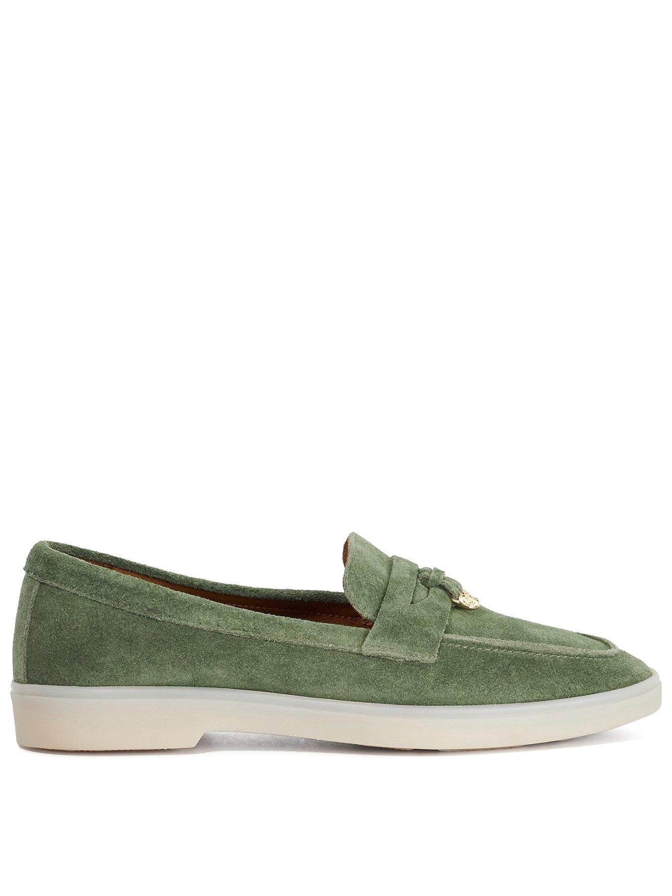 Dune London Grinning Suede Slip On Loafers - Green