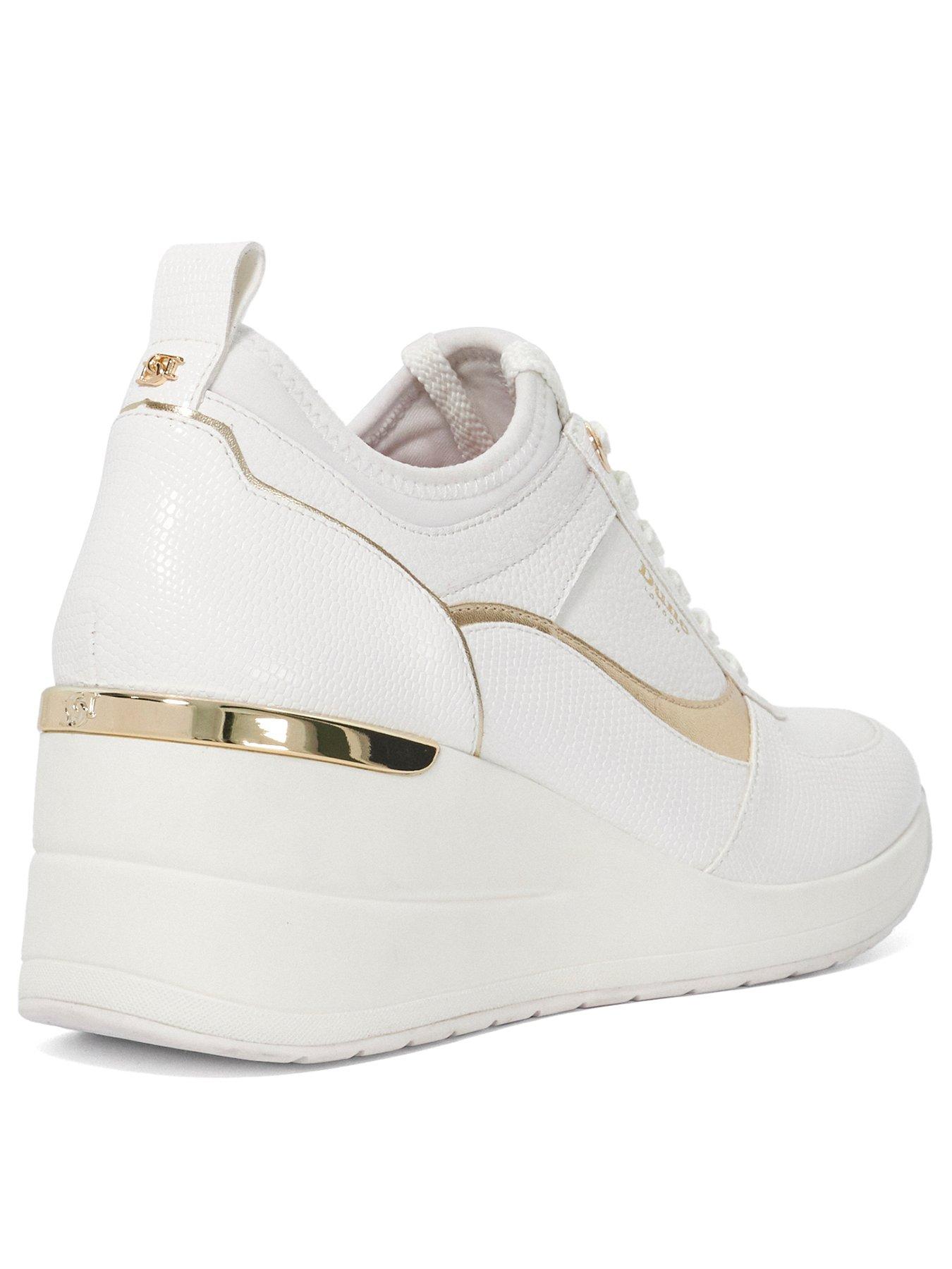 Image 3 of 6 of Dune London Elarah Trainer Wedge - White