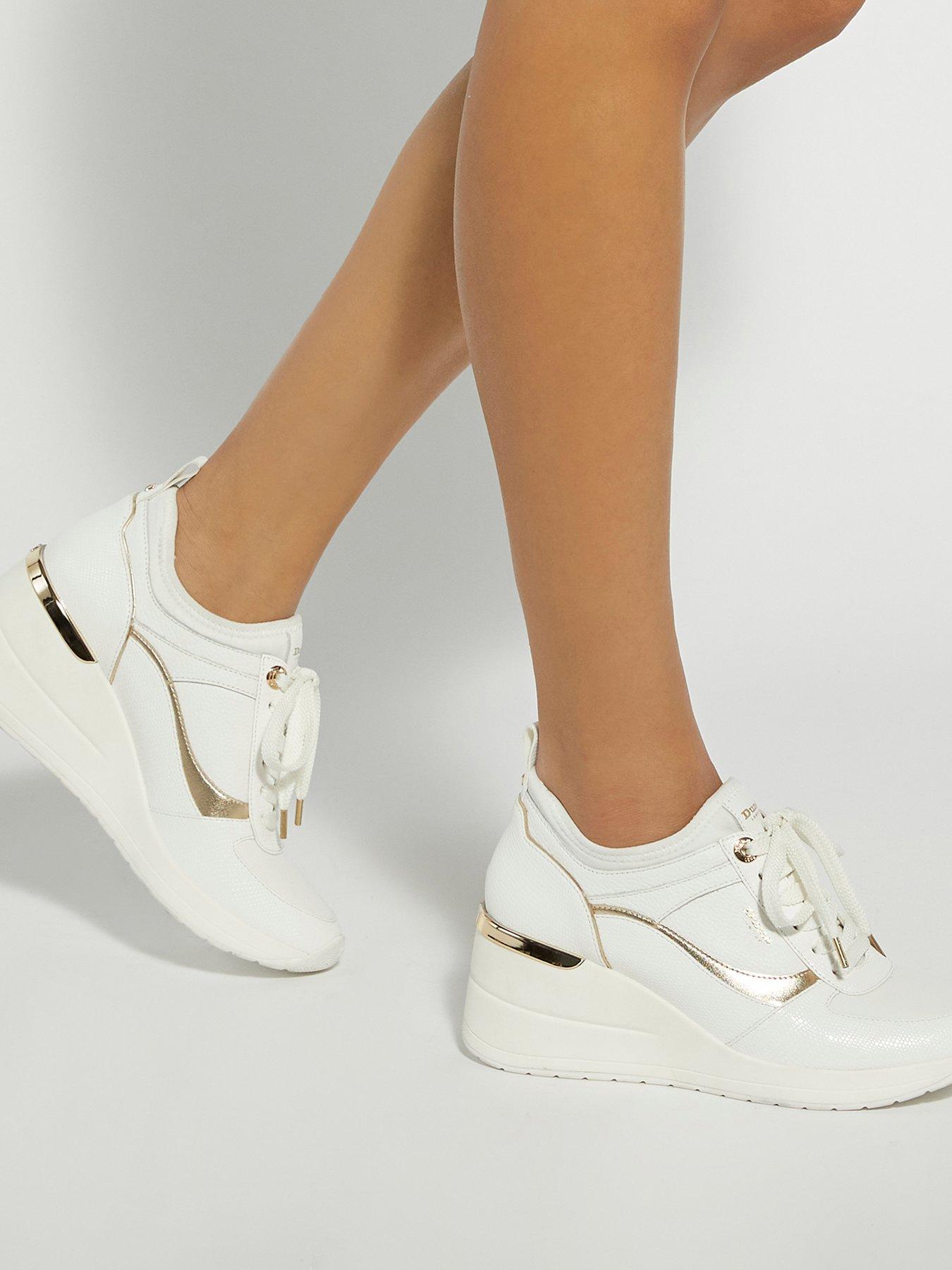 Image 6 of 6 of Dune London Elarah Trainer Wedge - White