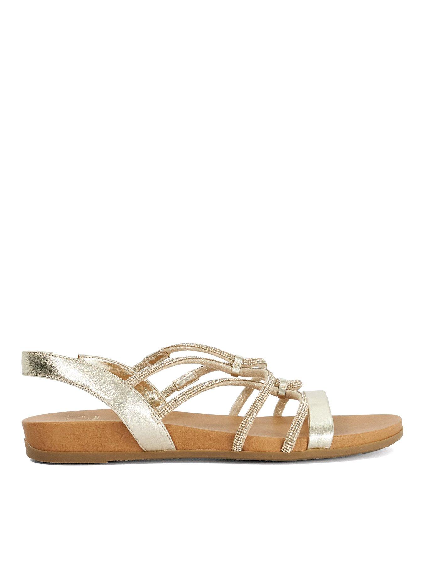 Dune London Lyrically Strappy Flat Sandal - Gold - Gold