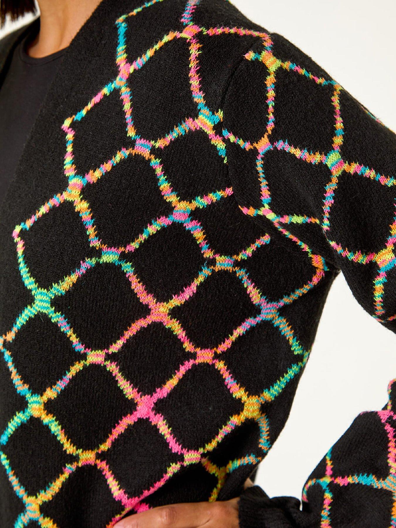 Image 5 of 5 of Roman Longline Geometric Print Knit Cardigan