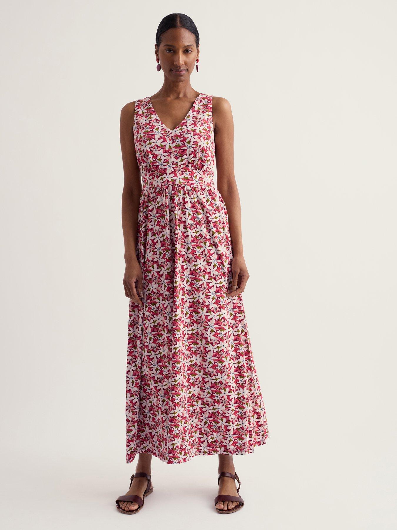 Seasalt Cornwall Polmanter Dress Tropic Flower Dark Freesia