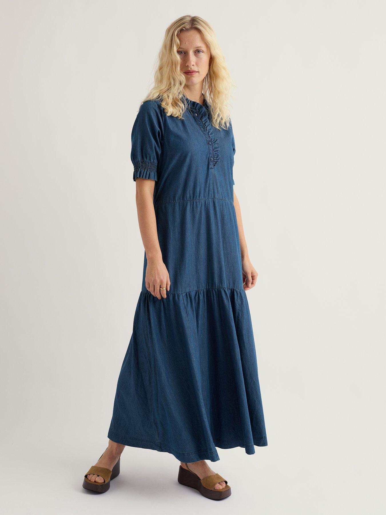 Seasalt Cornwall Feather Star Dress Mid Wash Indigo