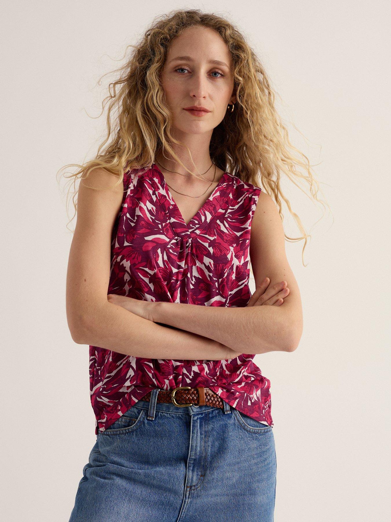 Image 1 of 5 of Seasalt Cornwall Achilla Vest Abstract Protea Bright Radish - Multi