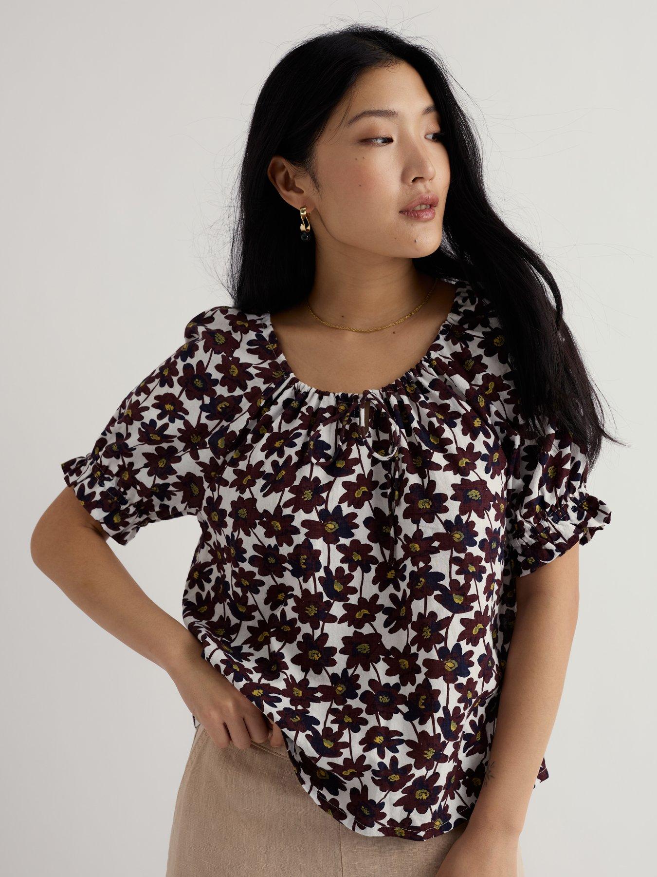 Seasalt Cornwall Ceanothus Top- Inked Cosmos Chalk, Multi, Size 10, Women