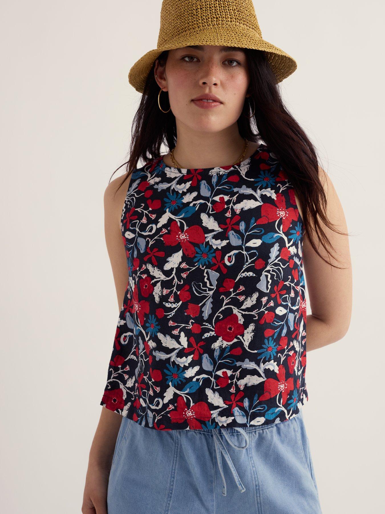 Seasalt Cornwall Colour Study Top Winding Meadow Maritime, Multi, Size 18, Women