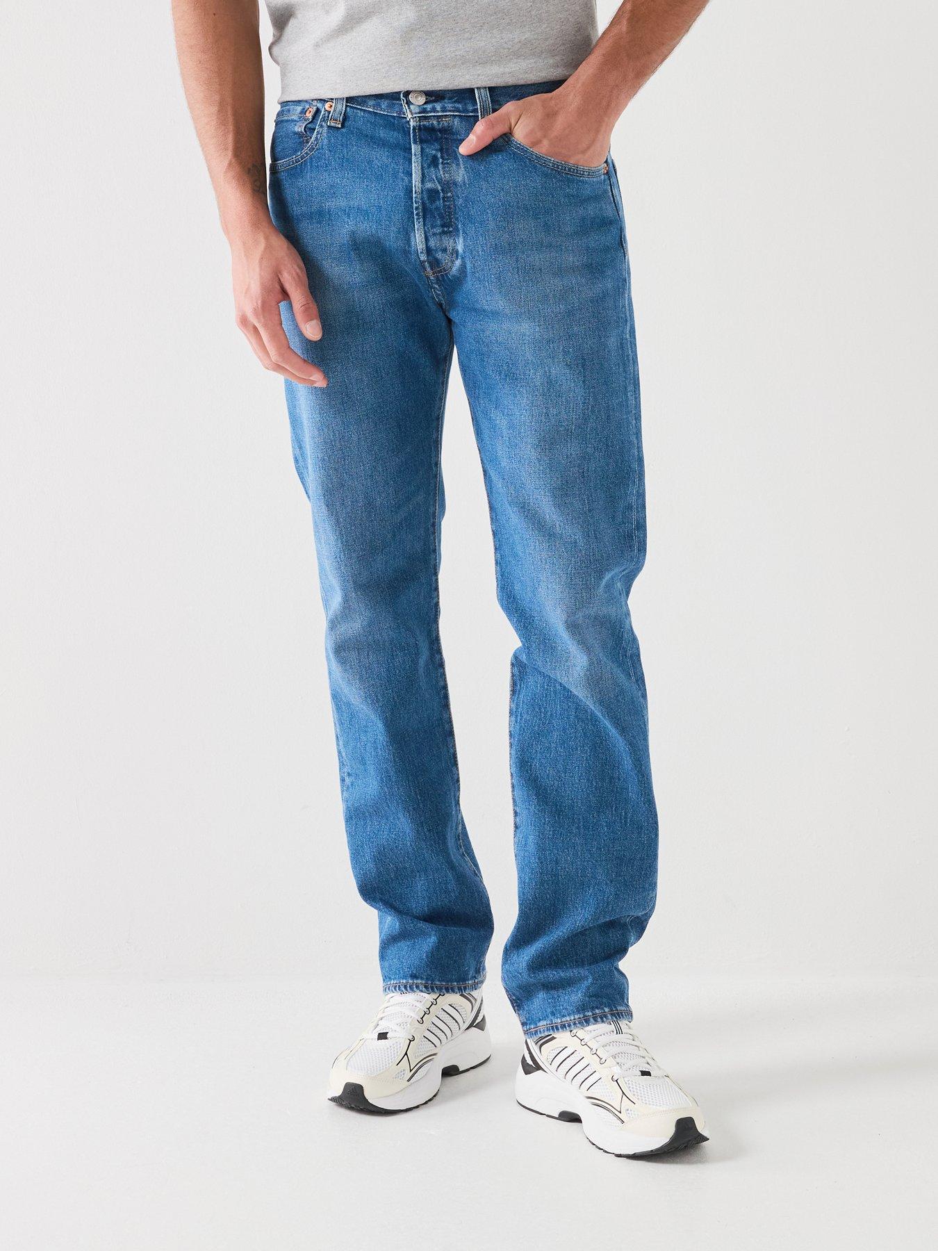 Levi's 501 Original Straight Fit Jeans, Light Blue, Size 38, Inside Leg Regular, Men