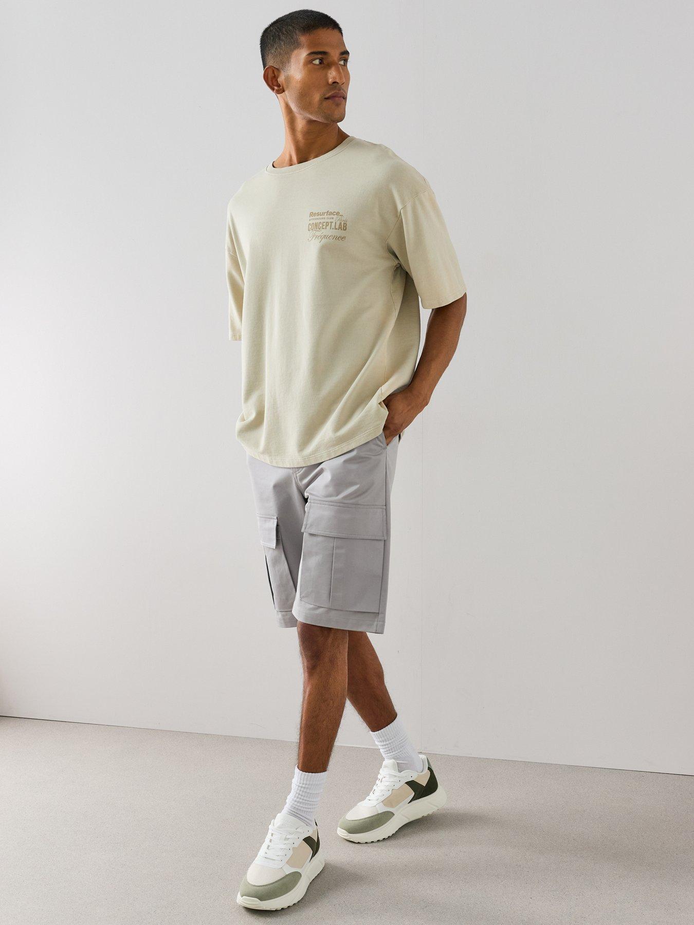 Image 1 of 7 of The Very Collection Pure Cotton Cargo Shorts - Grey