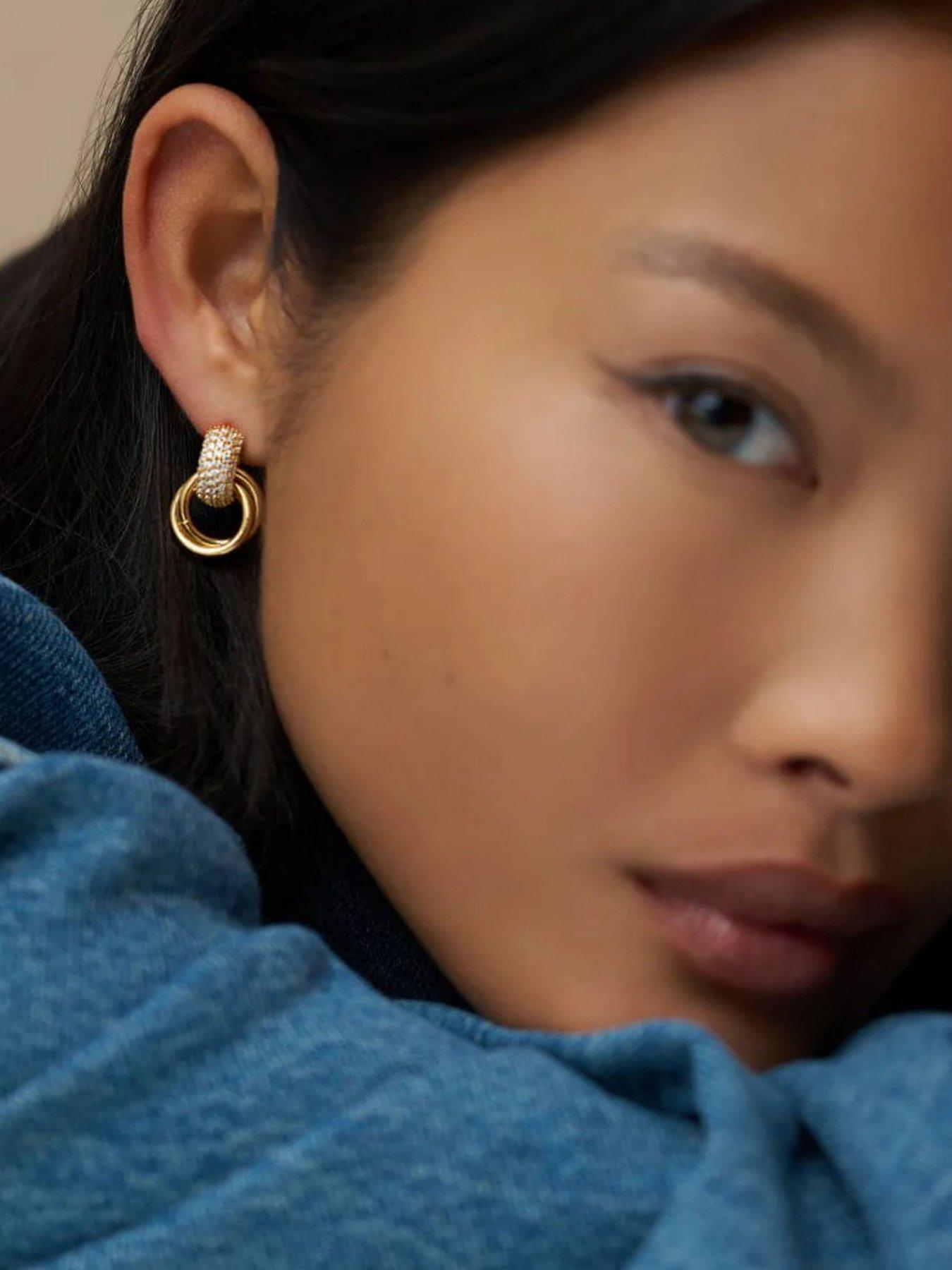 Orelia Pave Interlocking Earrings