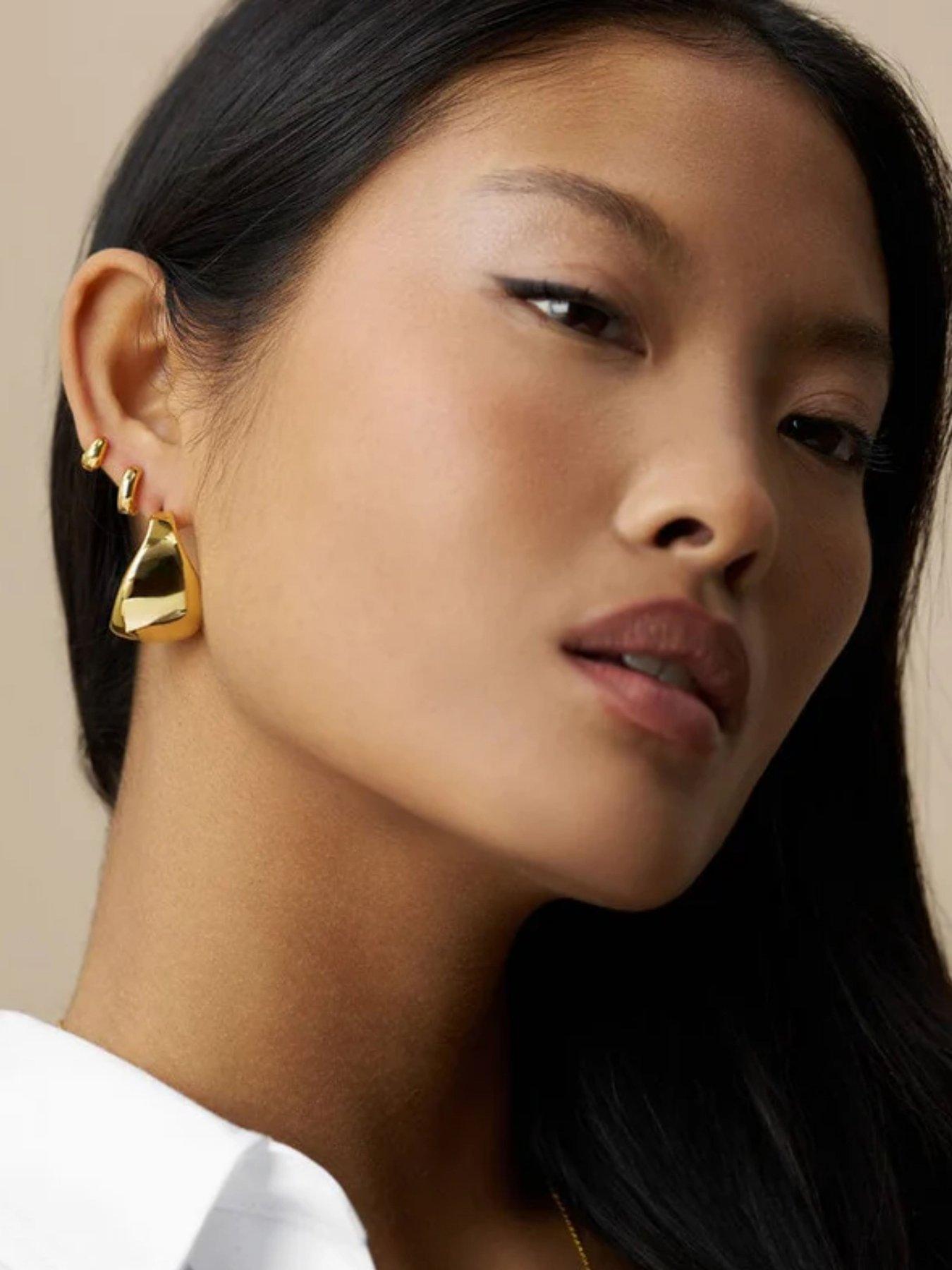 Orelia Statement Taper Metal Hoop Earrings