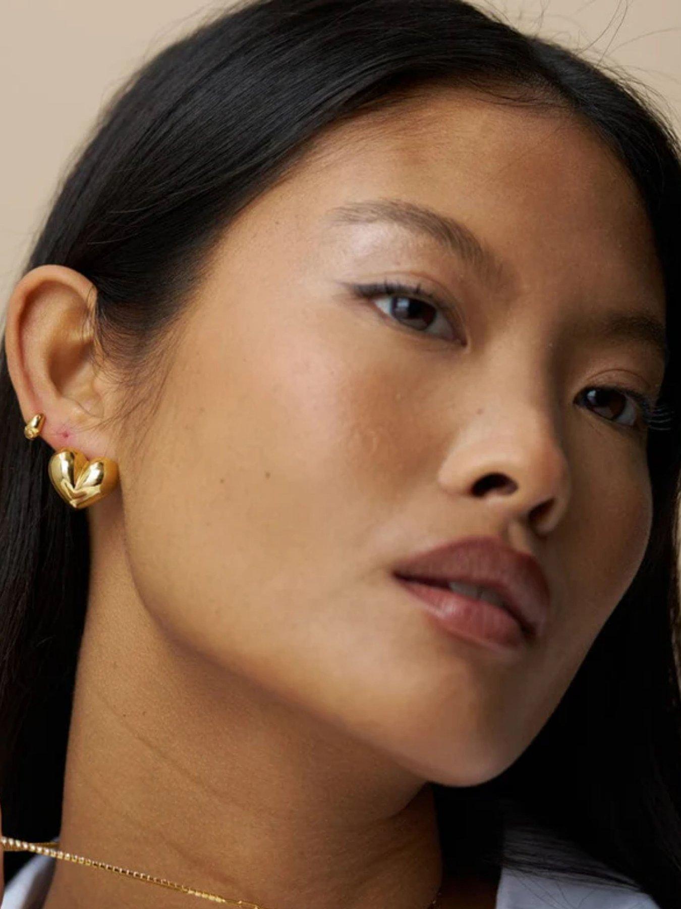 Orelia Statement Voluminous Heart Stud Earrings