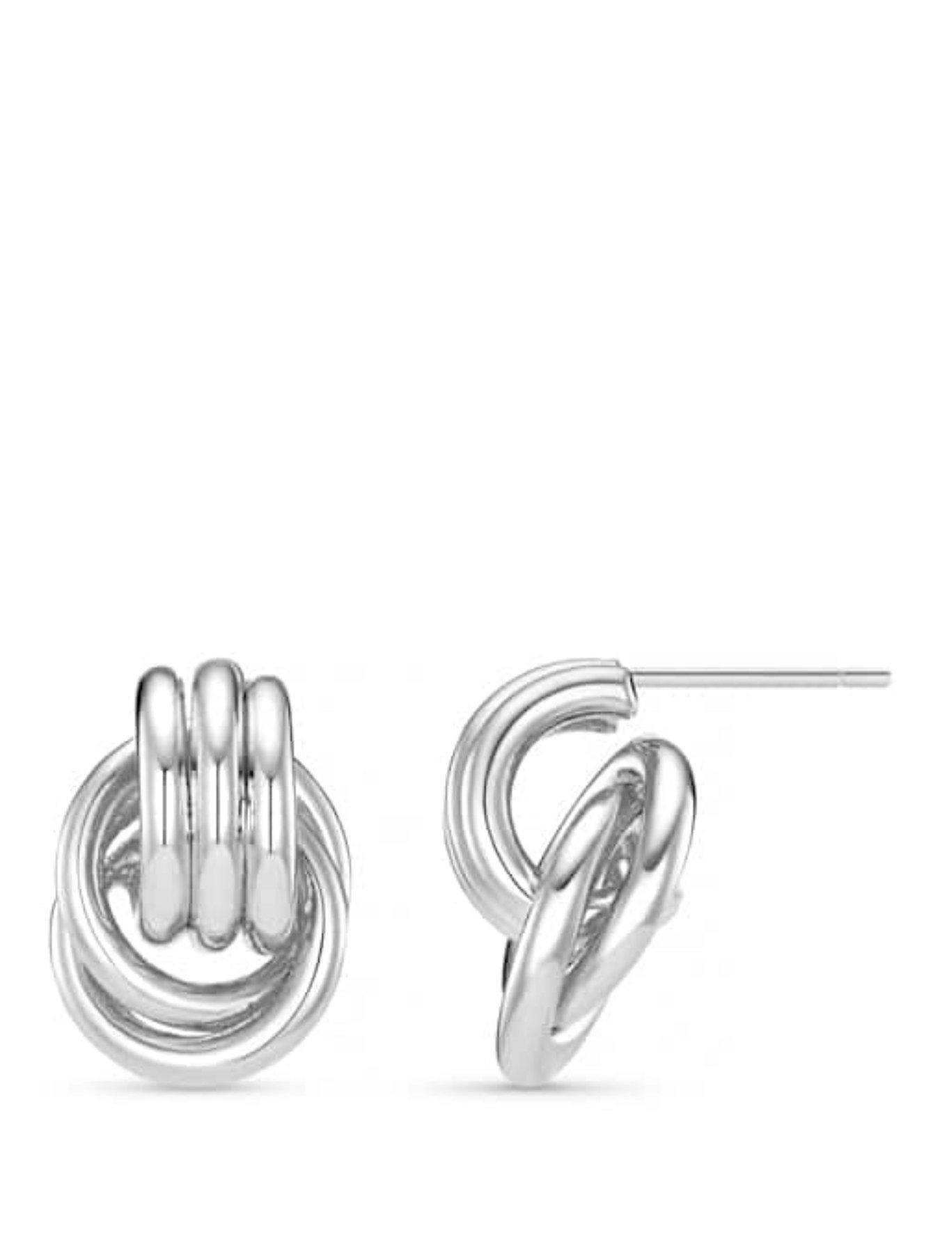 Orelia Mini Interlocking Stud Earrings - Silver