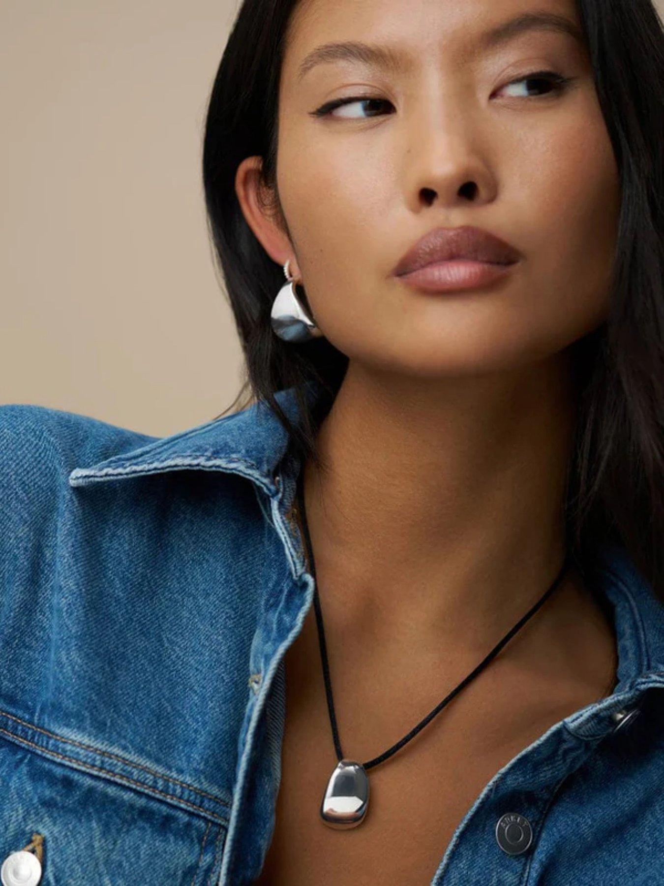 Orelia Statement Taper Metal Hoop Earrings - S