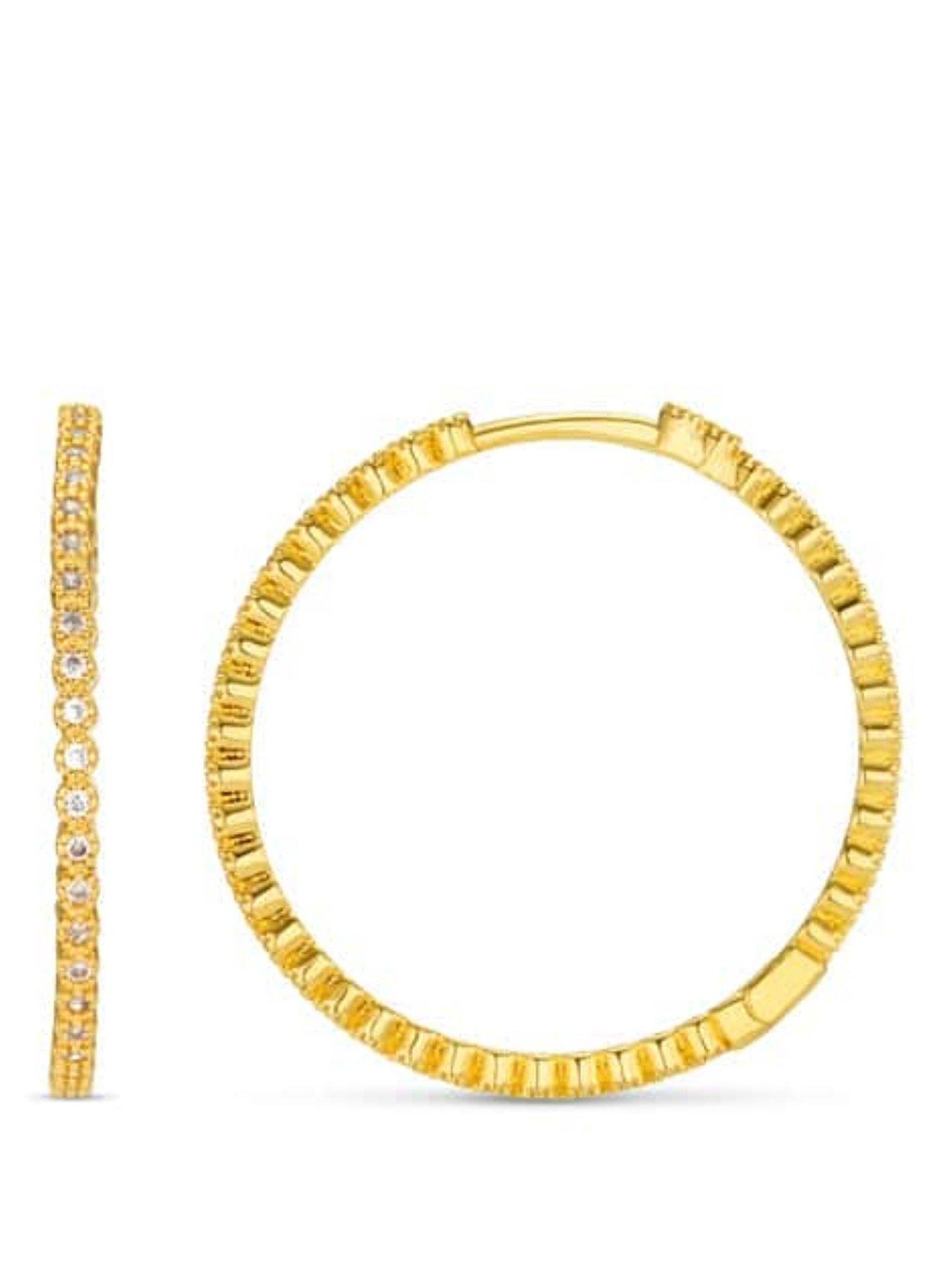 Orelia Fine Pave Mid-Size Hoop Earrings