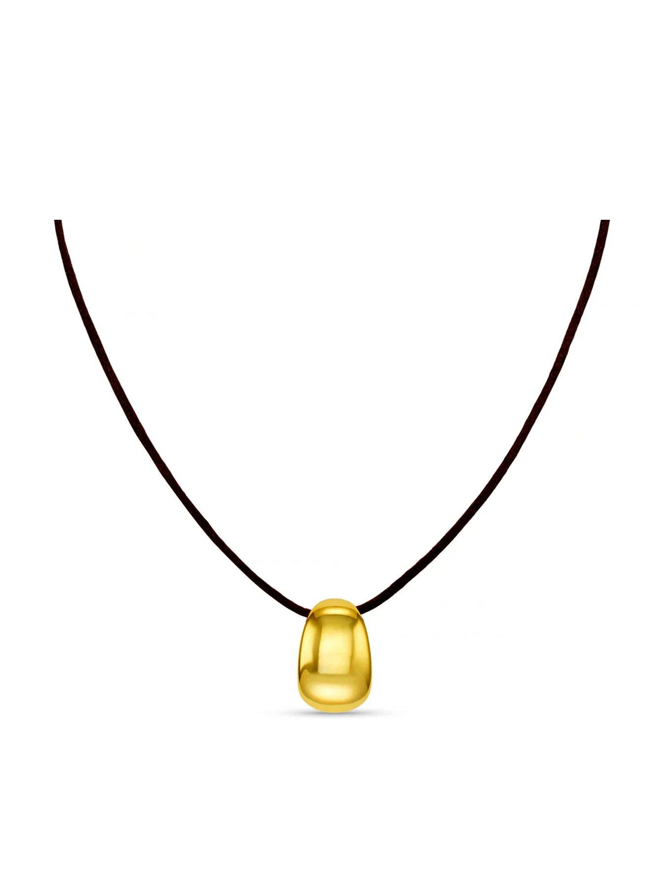 Image 2 of 3 of Orelia Tapered Metal &amp; Cord Necklace