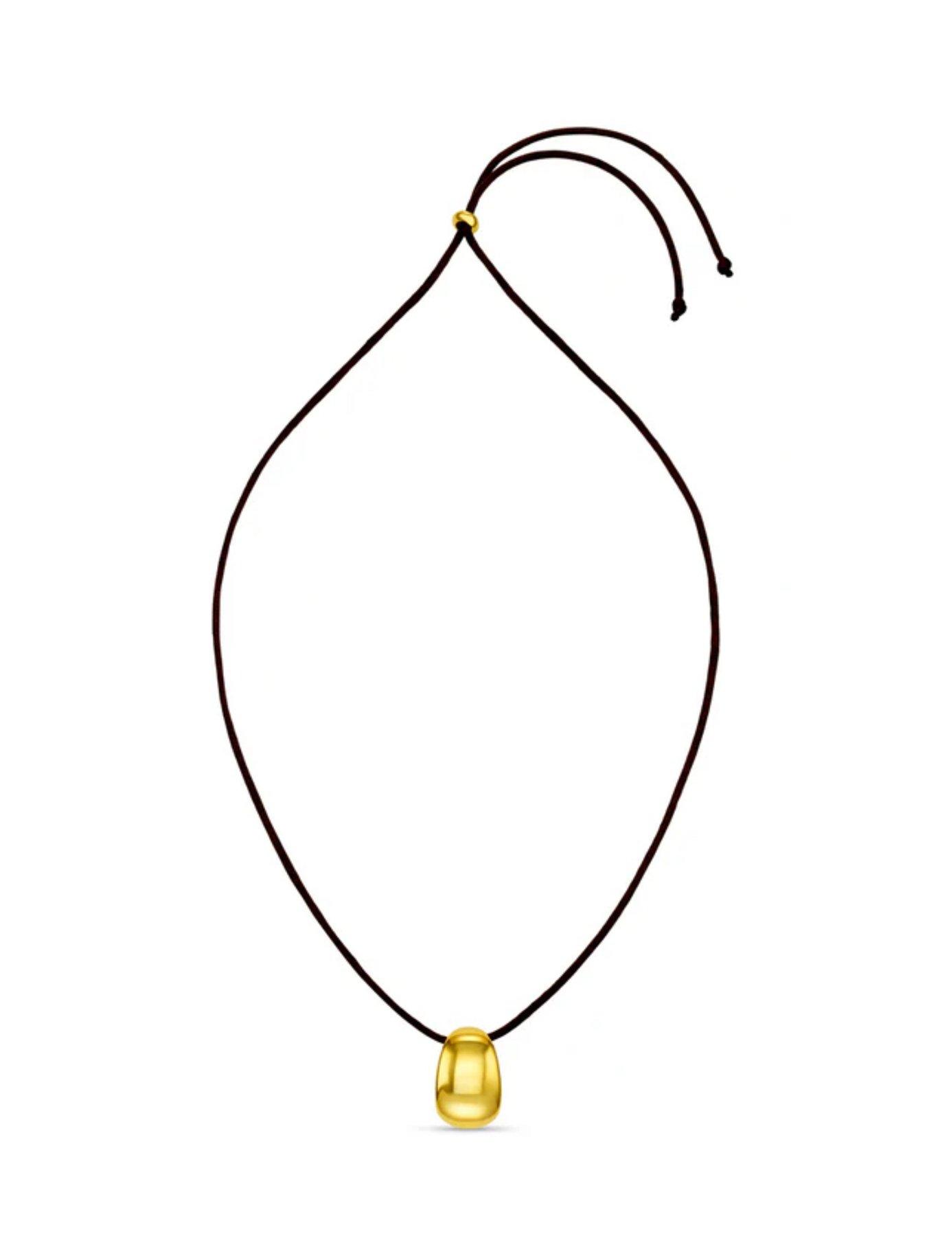 Image 3 of 3 of Orelia Tapered Metal &amp; Cord Necklace