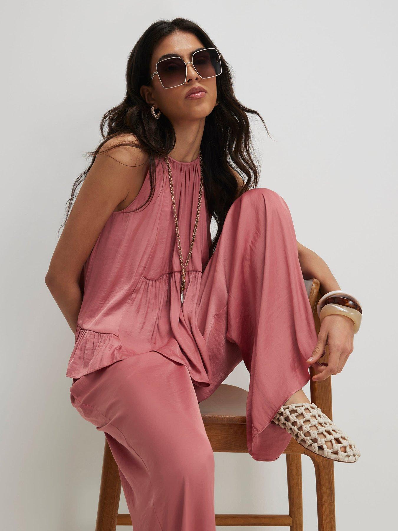 Image 1 of 6 of River Island Airflow Halter Top - Pink