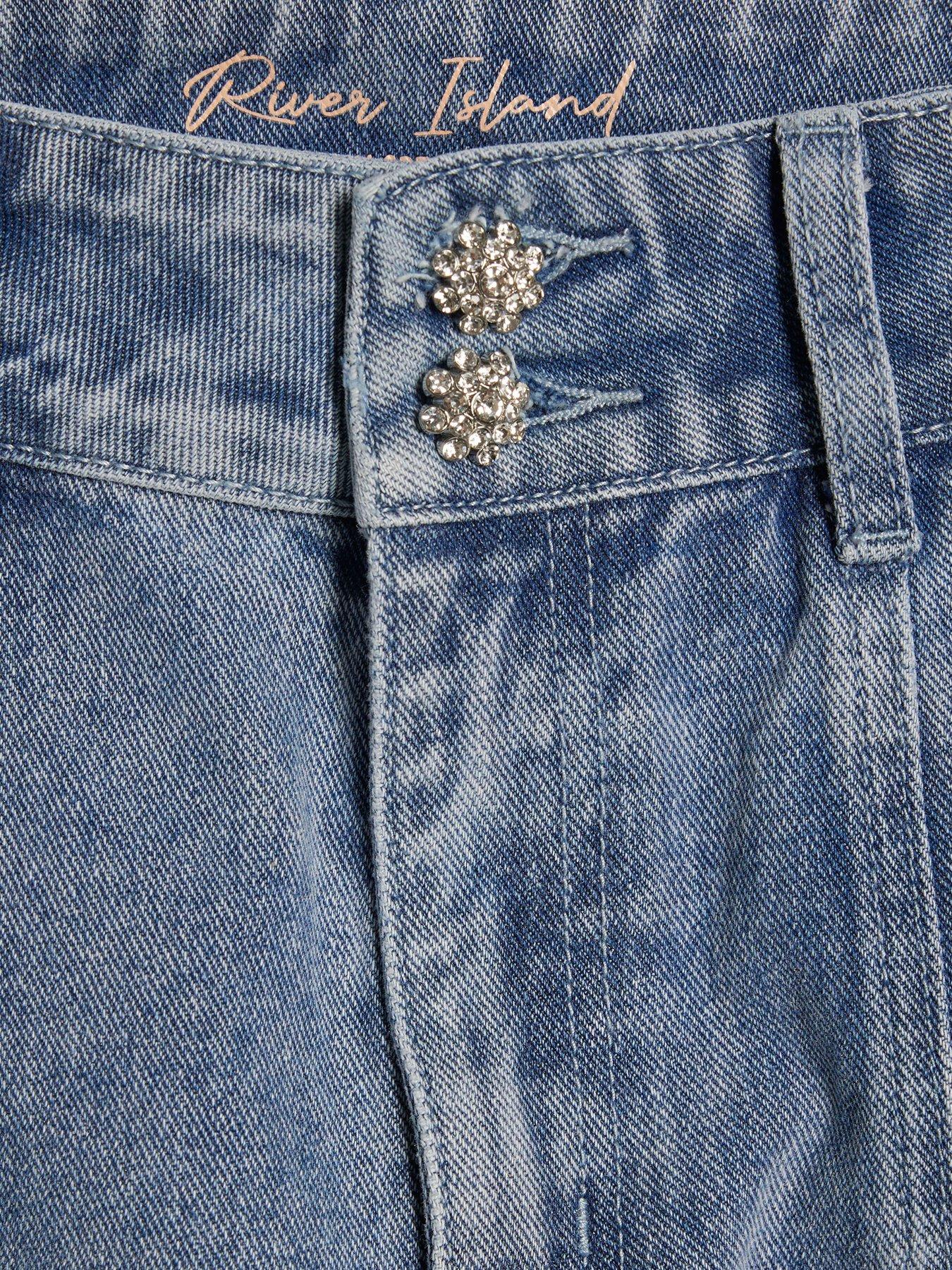 Image 5 of 6 of River Island Flounder Bling Button Wide - Blue