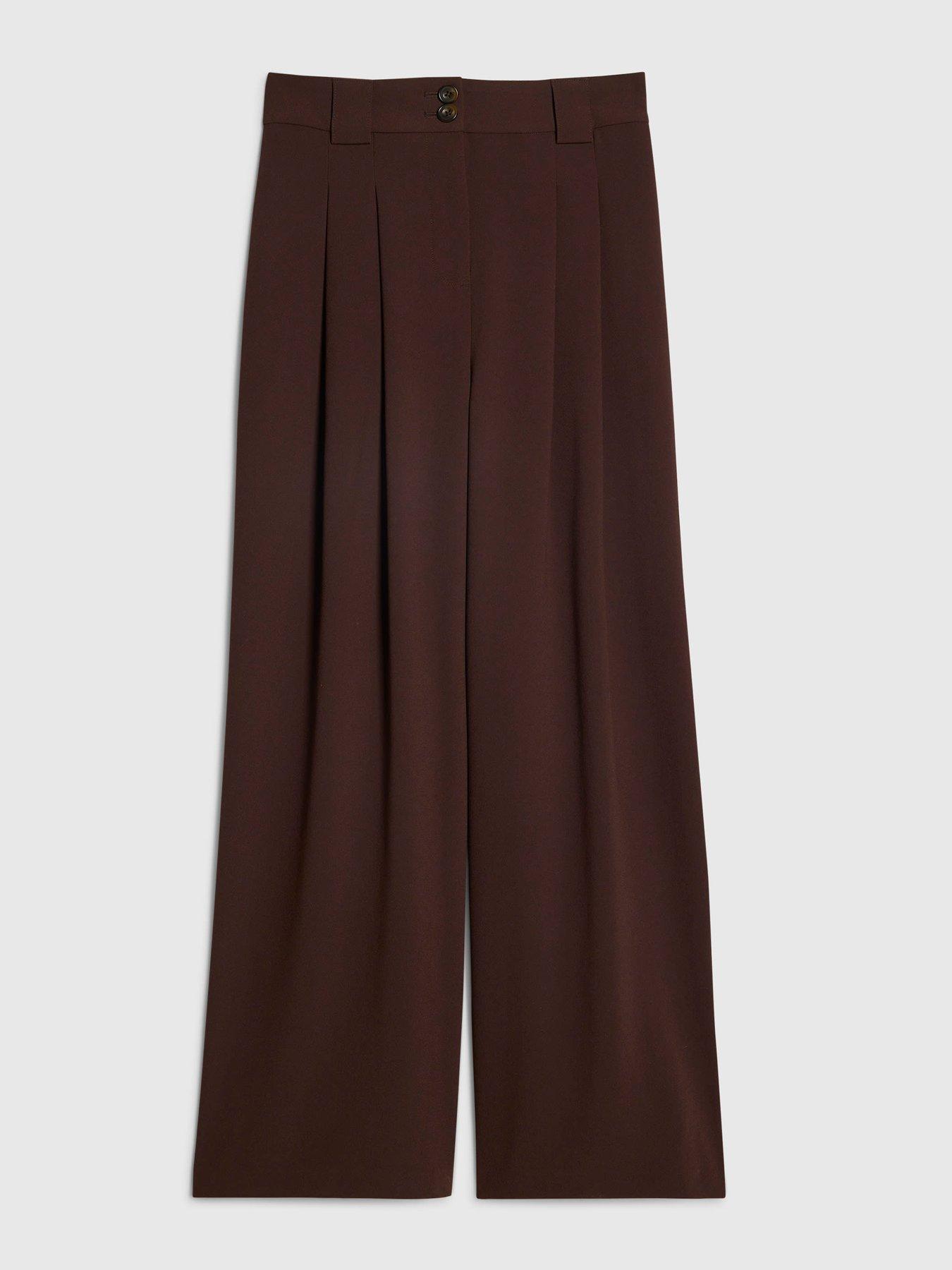 Image 5 of 6 of River Island Easy Wide Trouser - Brown