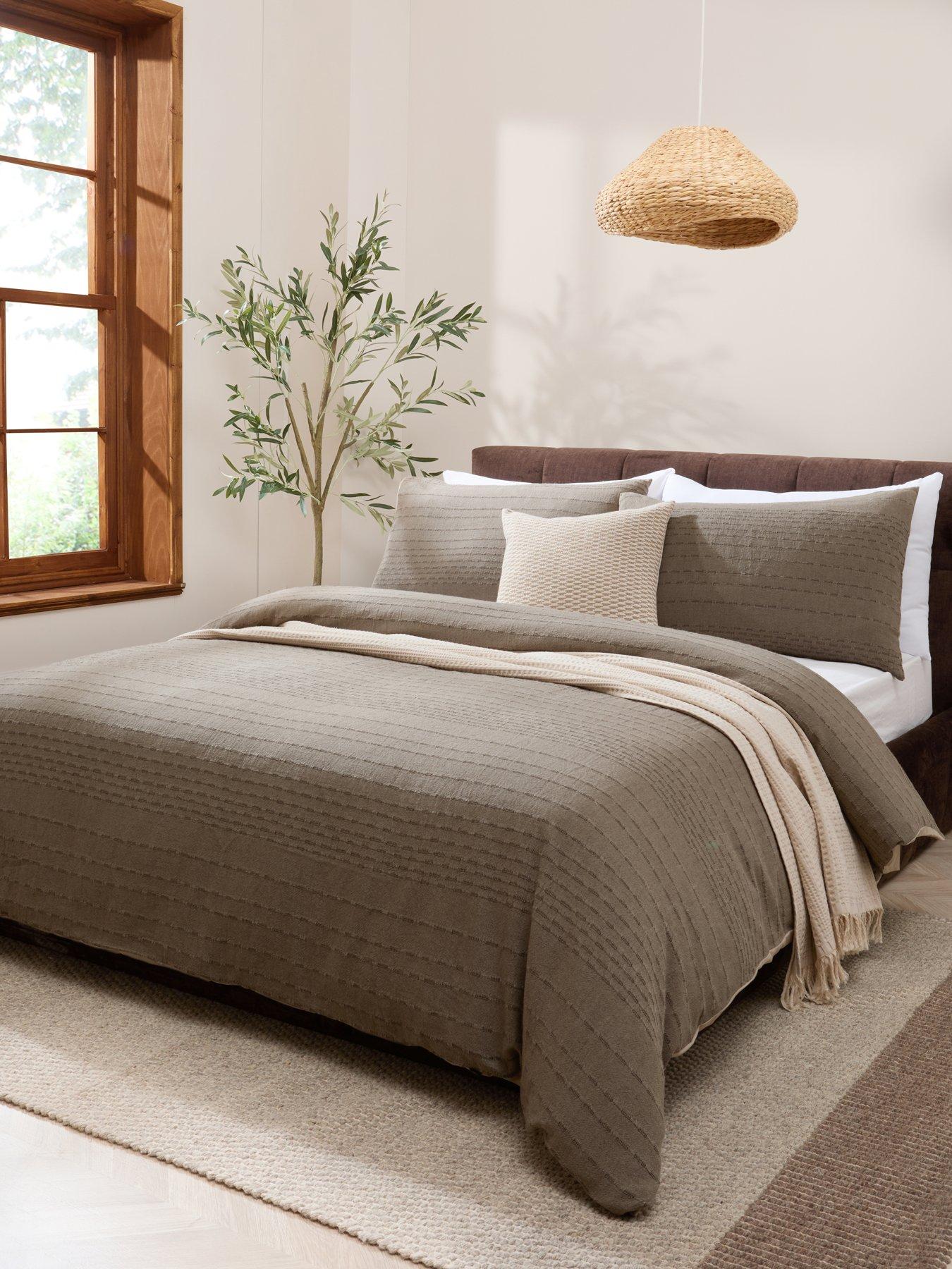 Image 1 of 5 of Michelle Keegan Home Linen Blend Woven Duvet Set - Brown