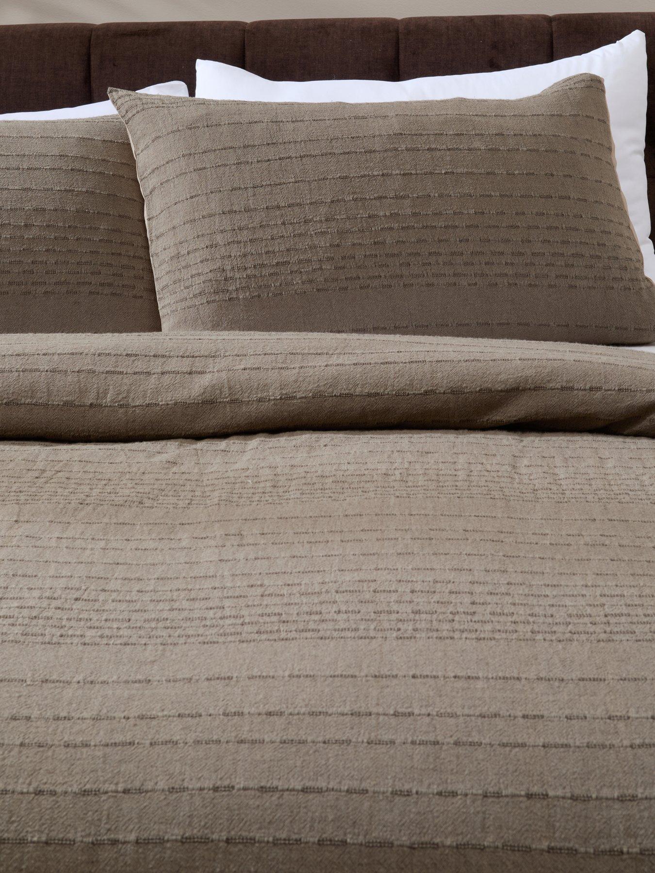 Image 3 of 5 of Michelle Keegan Home Linen Blend Woven Duvet Set - Brown