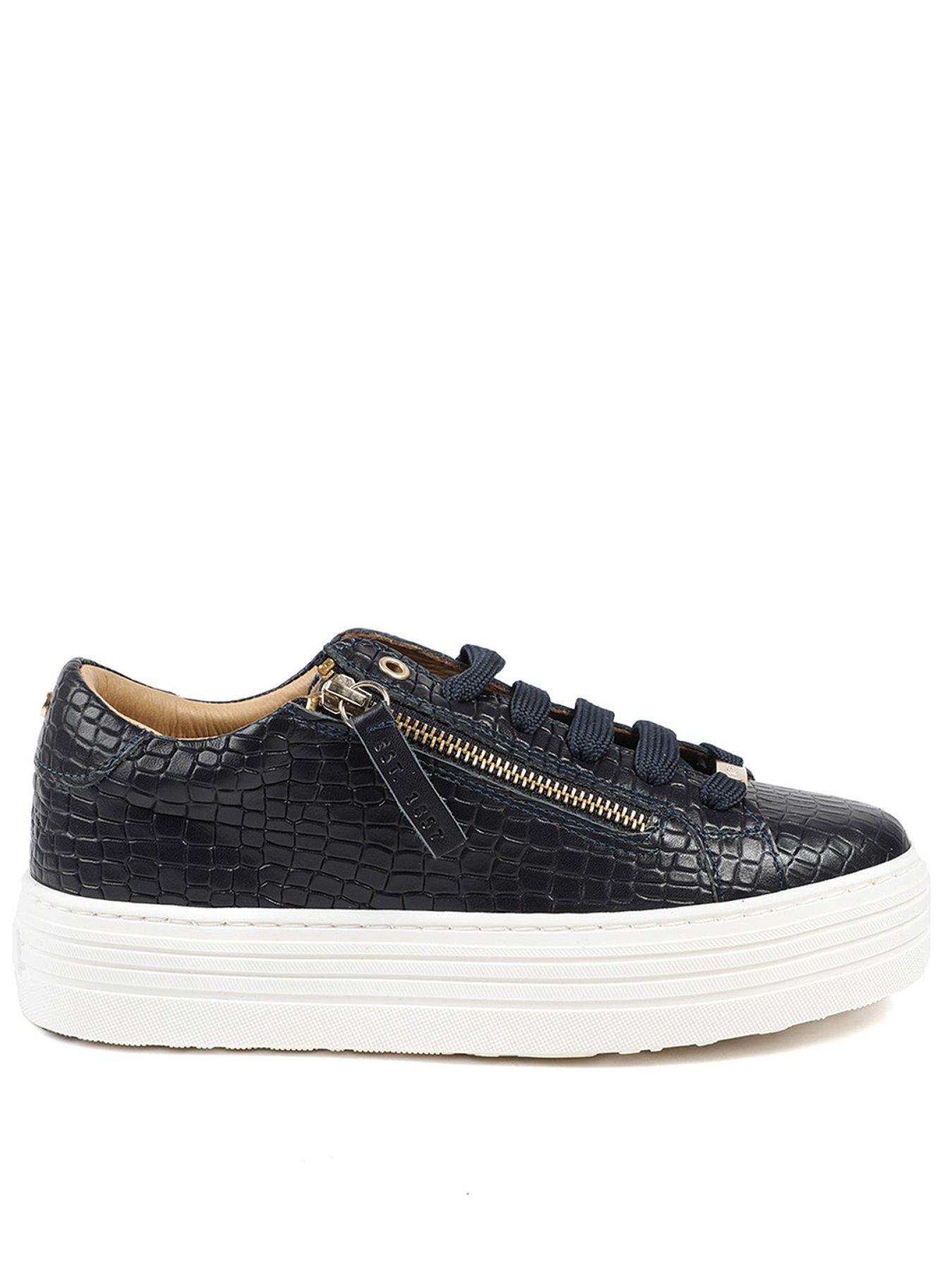 Jones Bootmaker Amalia Flatform Trainer - Navy Croc