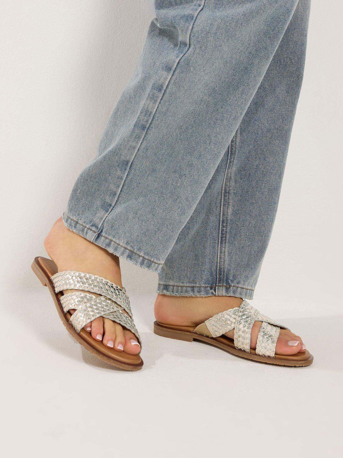 Long Tall Sally Leather Woven Mule - Gold