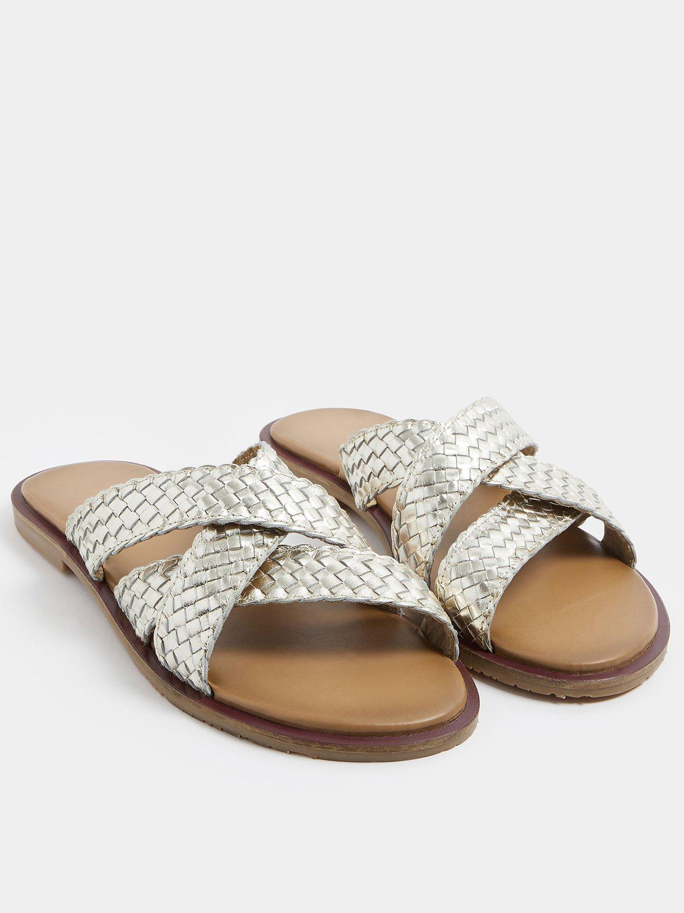 Image 2 of 4 of Long Tall Sally Leather Woven Mule - Gold