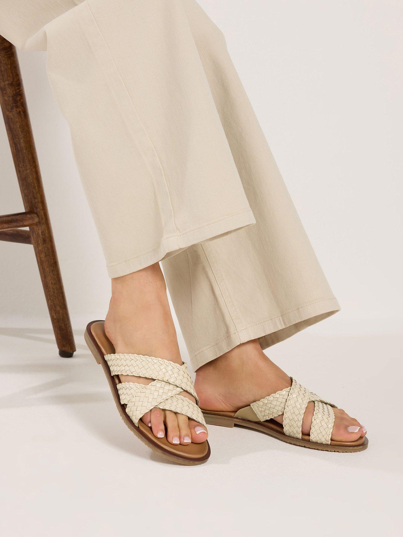 Long Tall Sally Leather Woven Mule - White