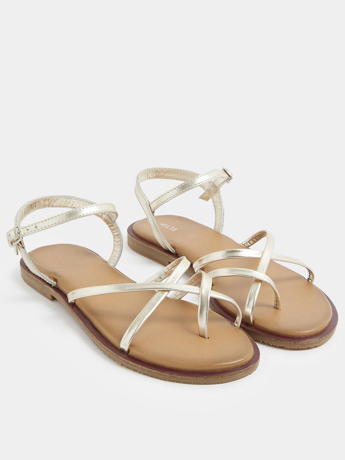 Image 2 of 4 of Long Tall Sally Skinny Strap Toe Loop Sandal - Gold