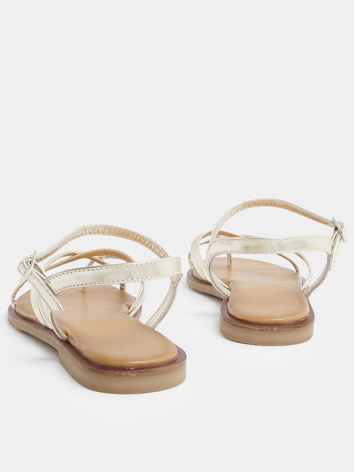 Image 3 of 4 of Long Tall Sally Skinny Strap Toe Loop Sandal - Gold
