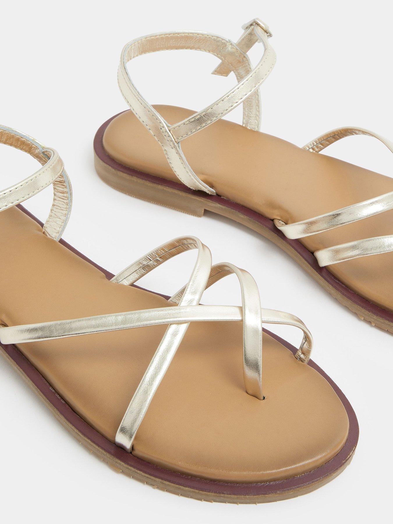 Image 4 of 4 of Long Tall Sally Skinny Strap Toe Loop Sandal - Gold
