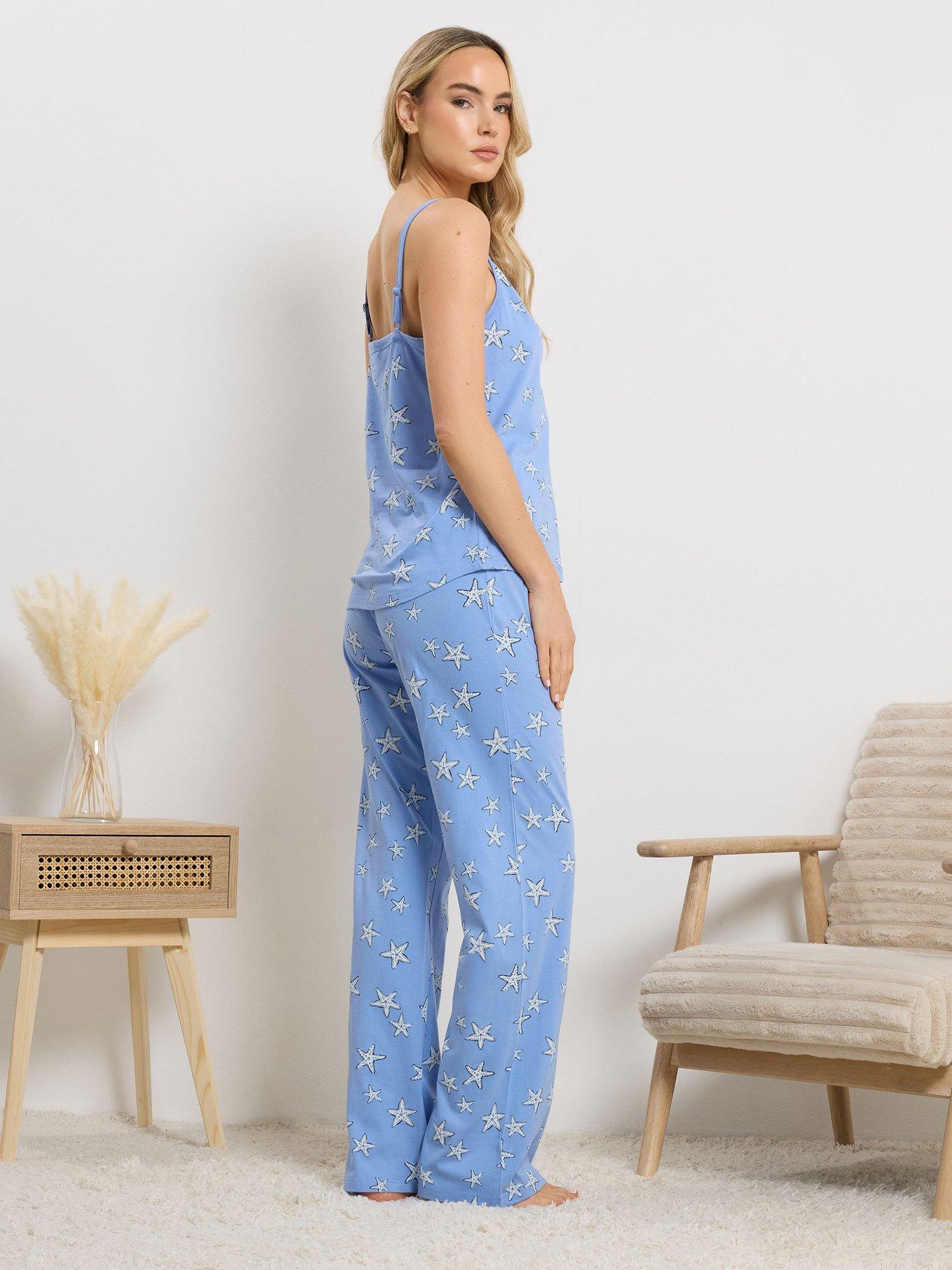 Image 2 of 5 of Long Tall Sally Starfish Cami Wide Leg Pyjama Set - Blue
