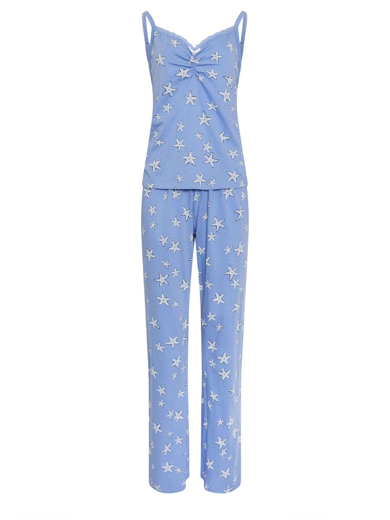 Image 5 of 5 of Long Tall Sally Starfish Cami Wide Leg Pyjama Set - Blue