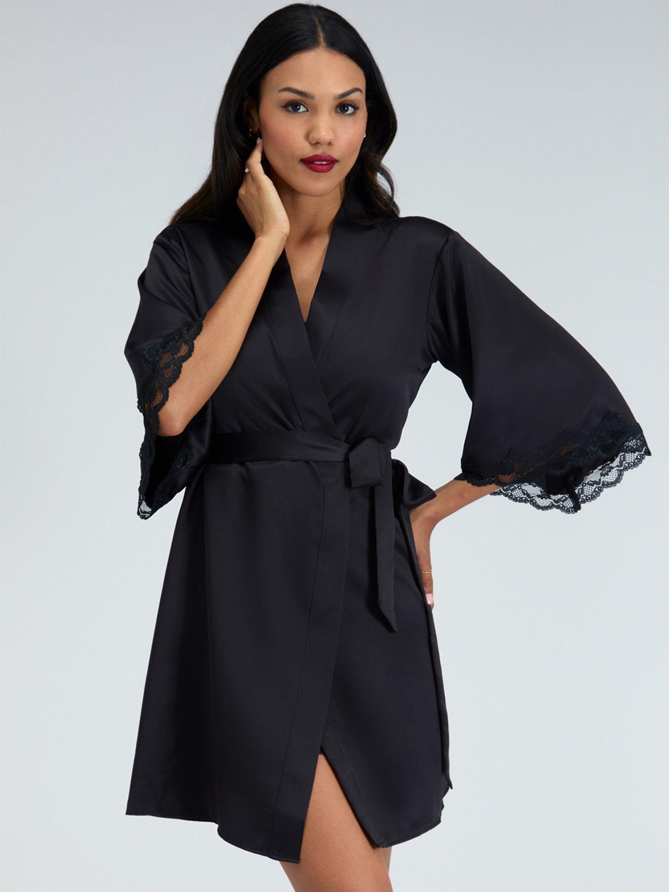Boux Avenue Boux Avenue Amelia Satin Short Robe - Black