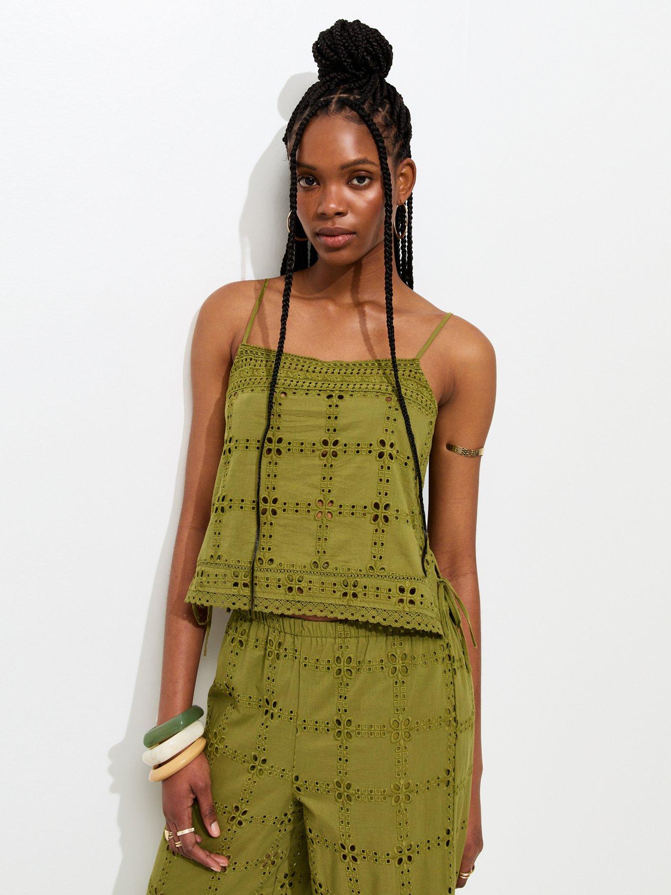 New Look Green Cutwork Cami Co-ord Top