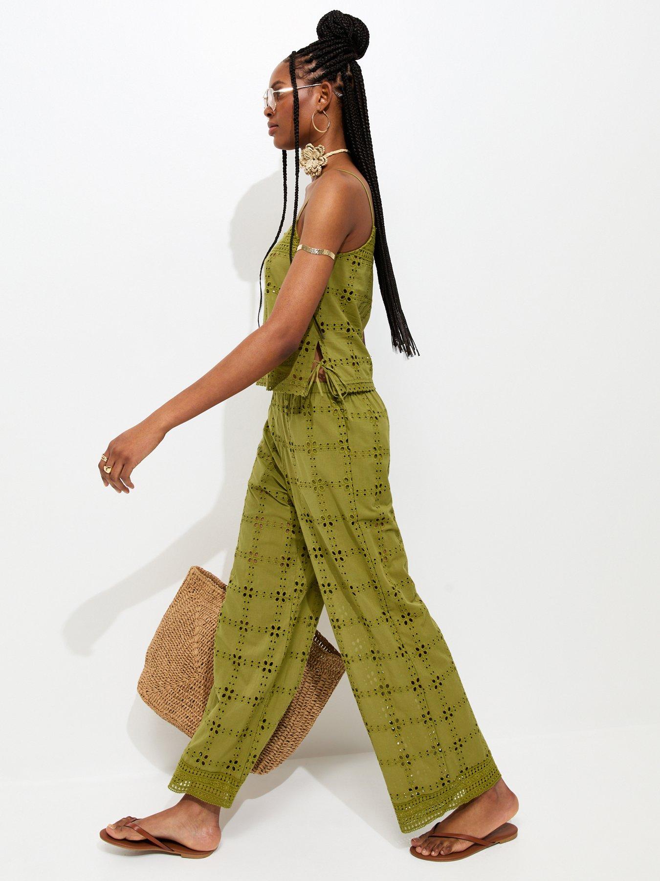 Image 4 of 6 of New Look Green Cutwork Cami Co-ord Top