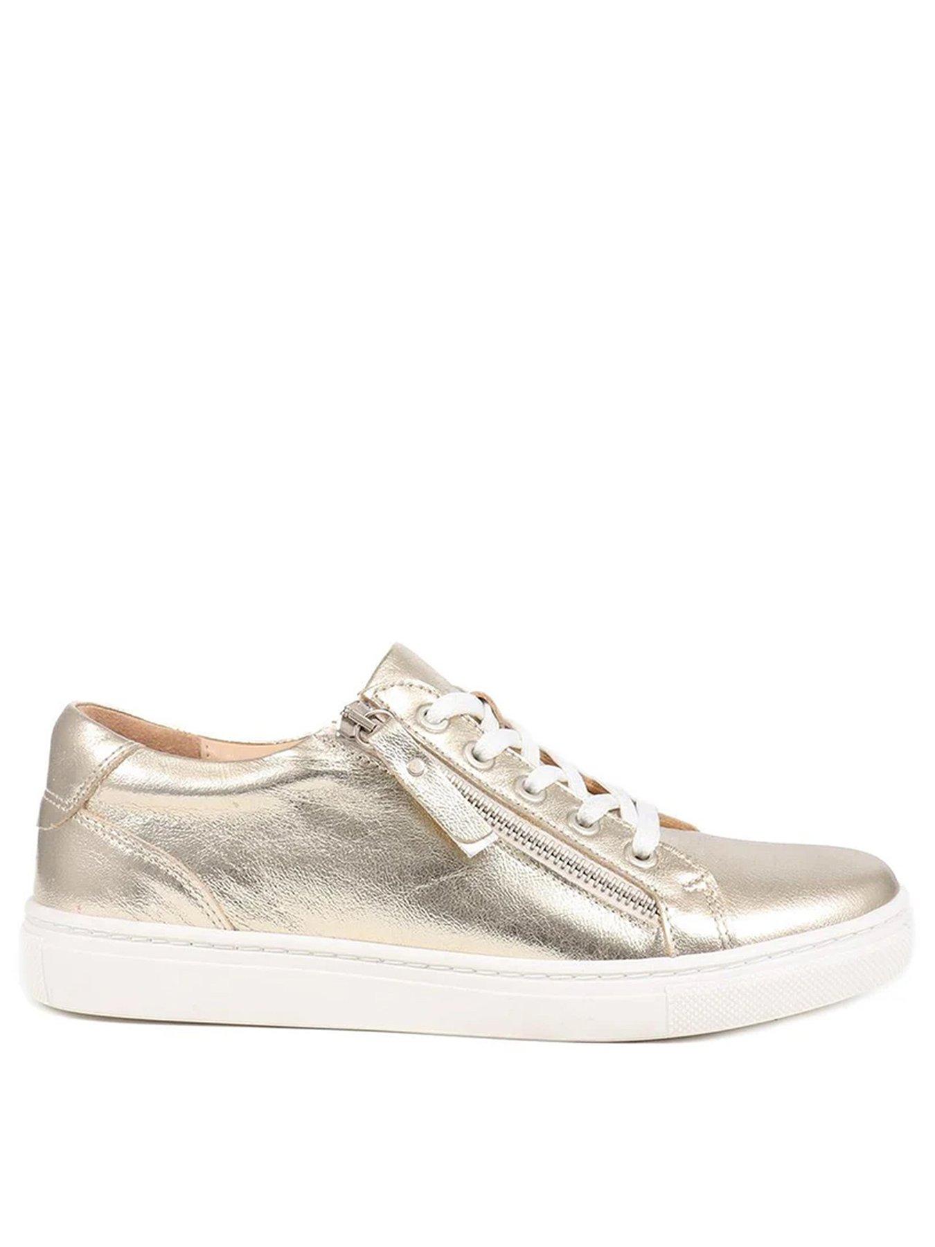 Jones Bootmaker Padova Low Lace Up Trainer, Gold, Size 3, Women
