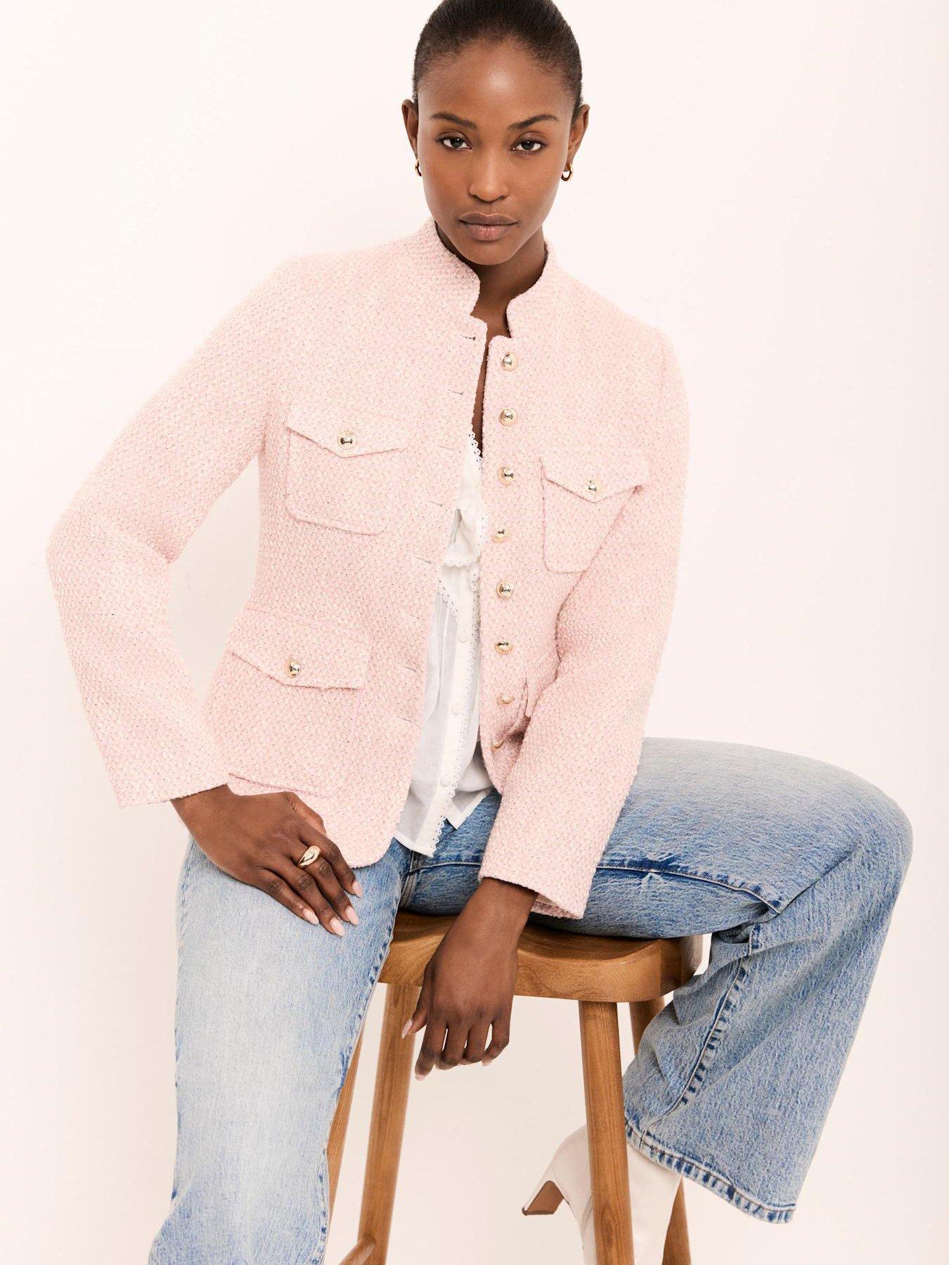 Mint Velvet Boucle Jacket - Pink