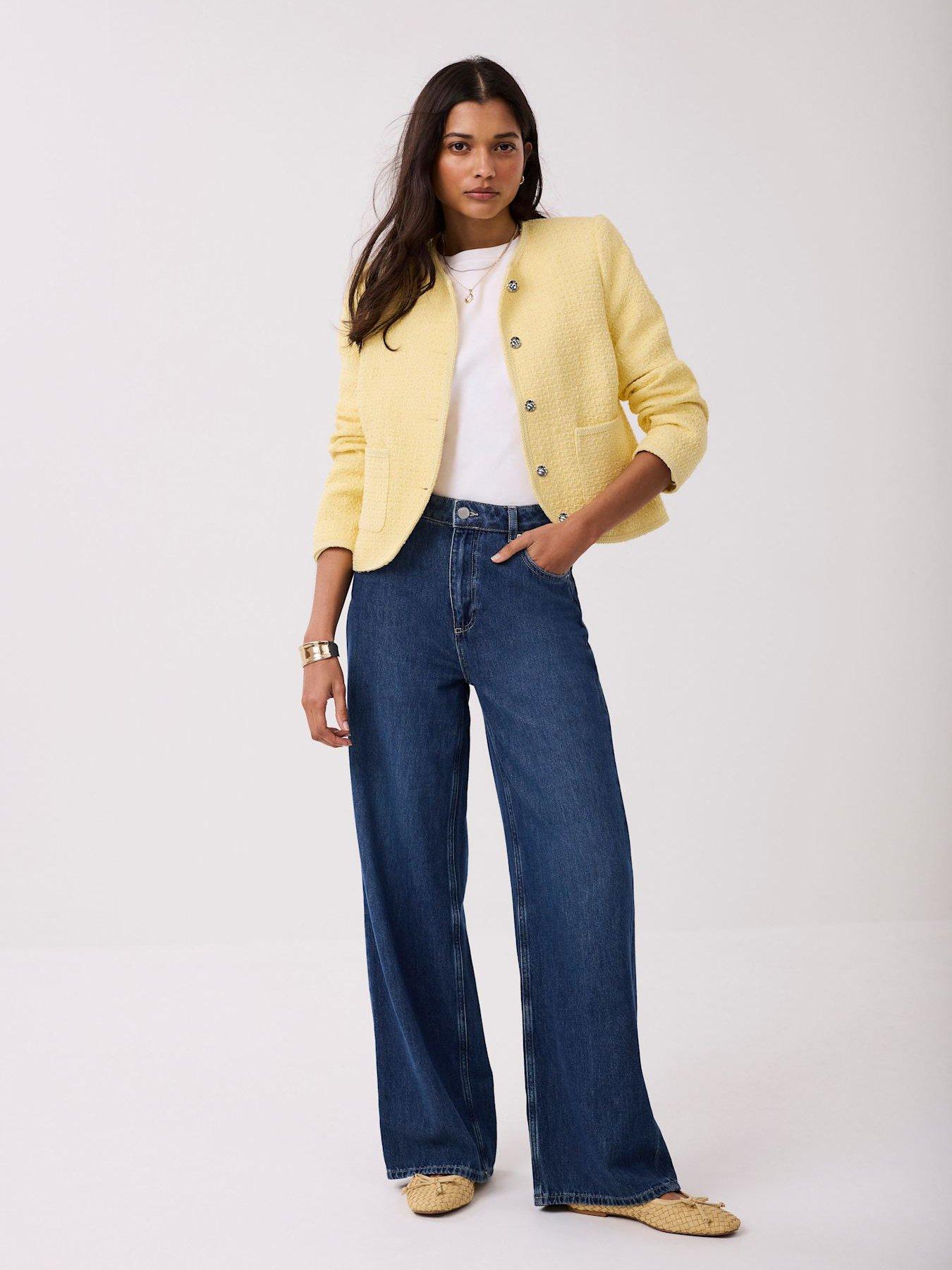 Image 3 of 7 of Mint Velvet Curved Boucle Jacket - Yellow