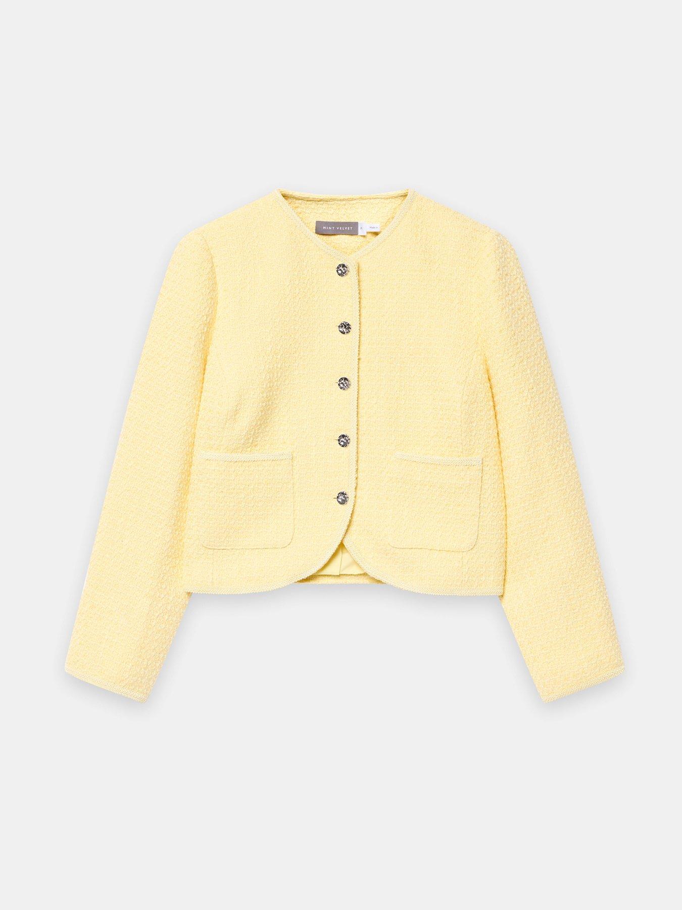 Image 7 of 7 of Mint Velvet Curved Boucle Jacket - Yellow