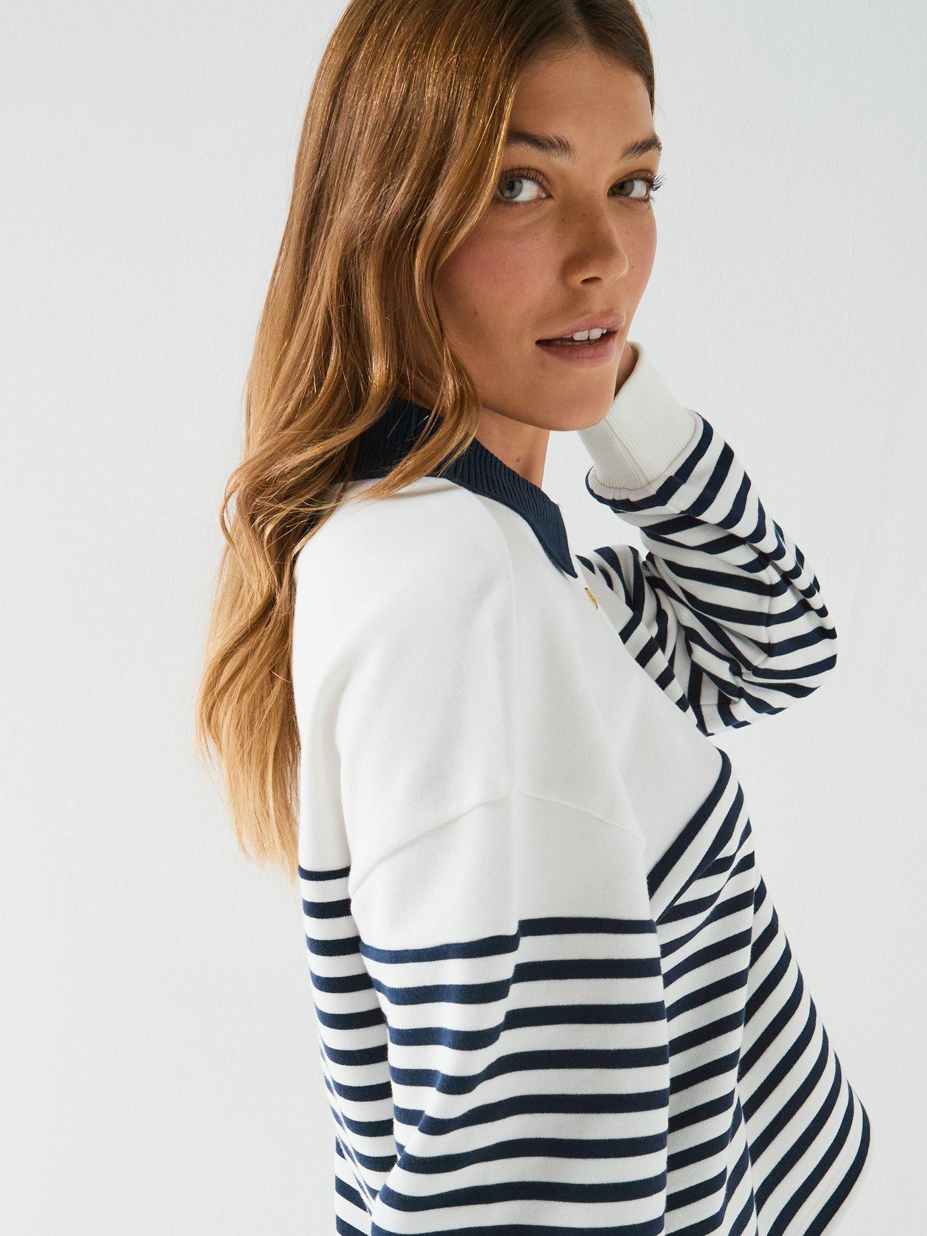 Image 5 of 6 of Tommy Hilfiger Gold-Tone Button Relaxed Polo Sweatshirt - Blue