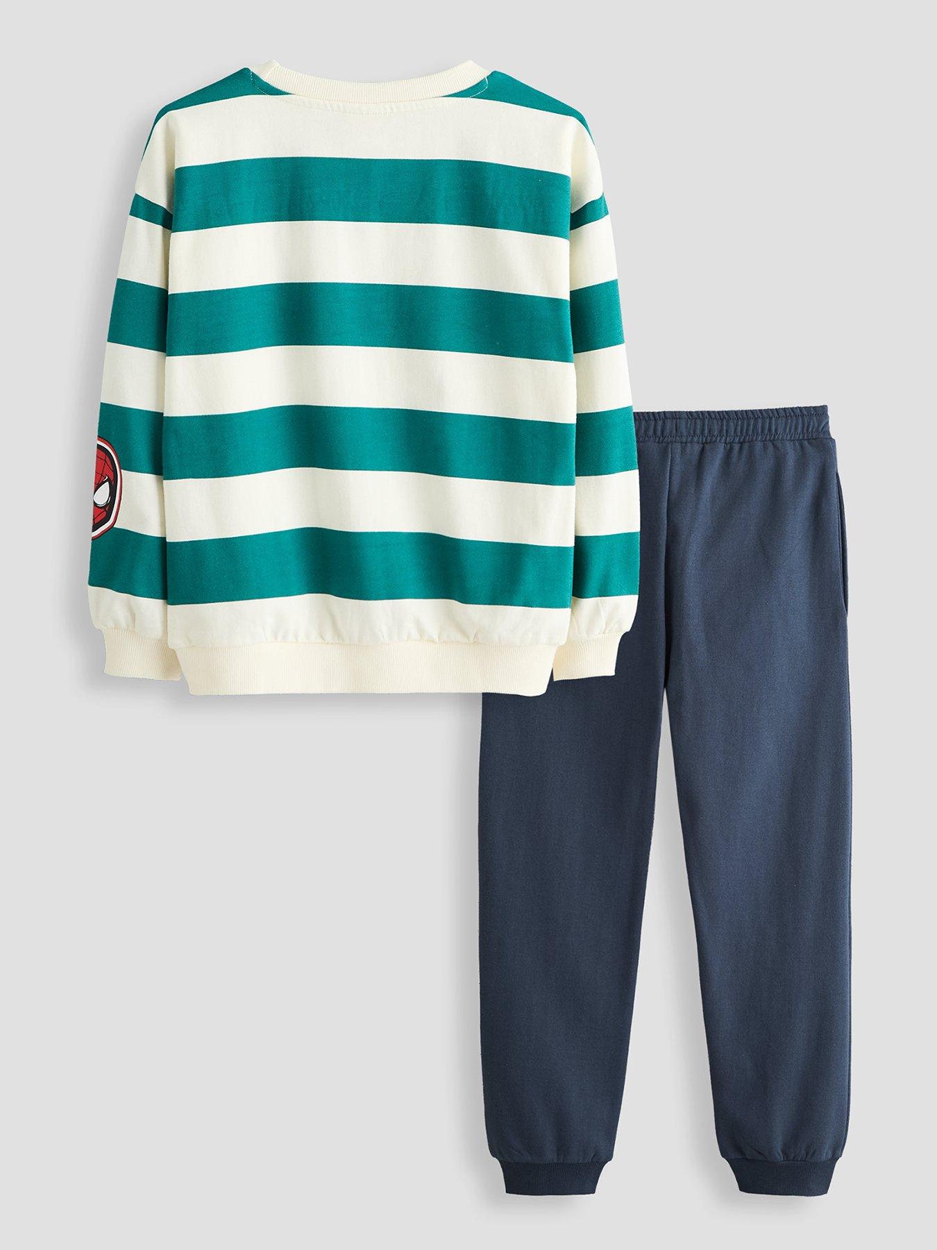 Image 2 of 6 of The Very Collection Spiderman Stripe Sweat Set - Green