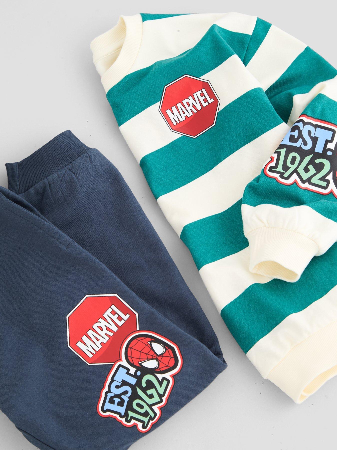 Image 3 of 6 of The Very Collection Spiderman Stripe Sweat Set - Green