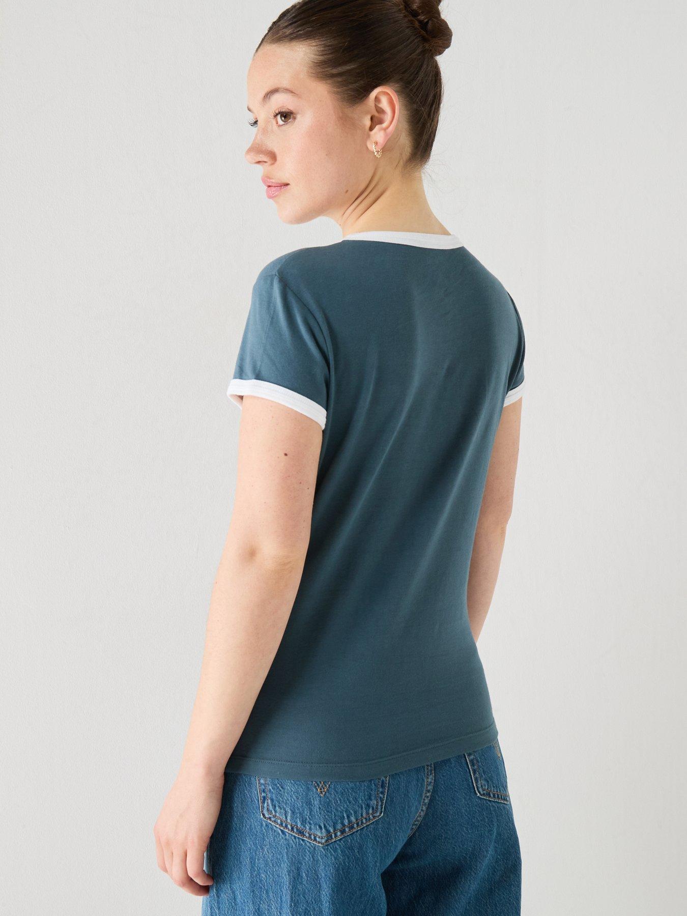 Image 2 of 5 of Calvin Klein Jeans Jeans Embroidered Logo Ringer T-shirt - Dark Grey