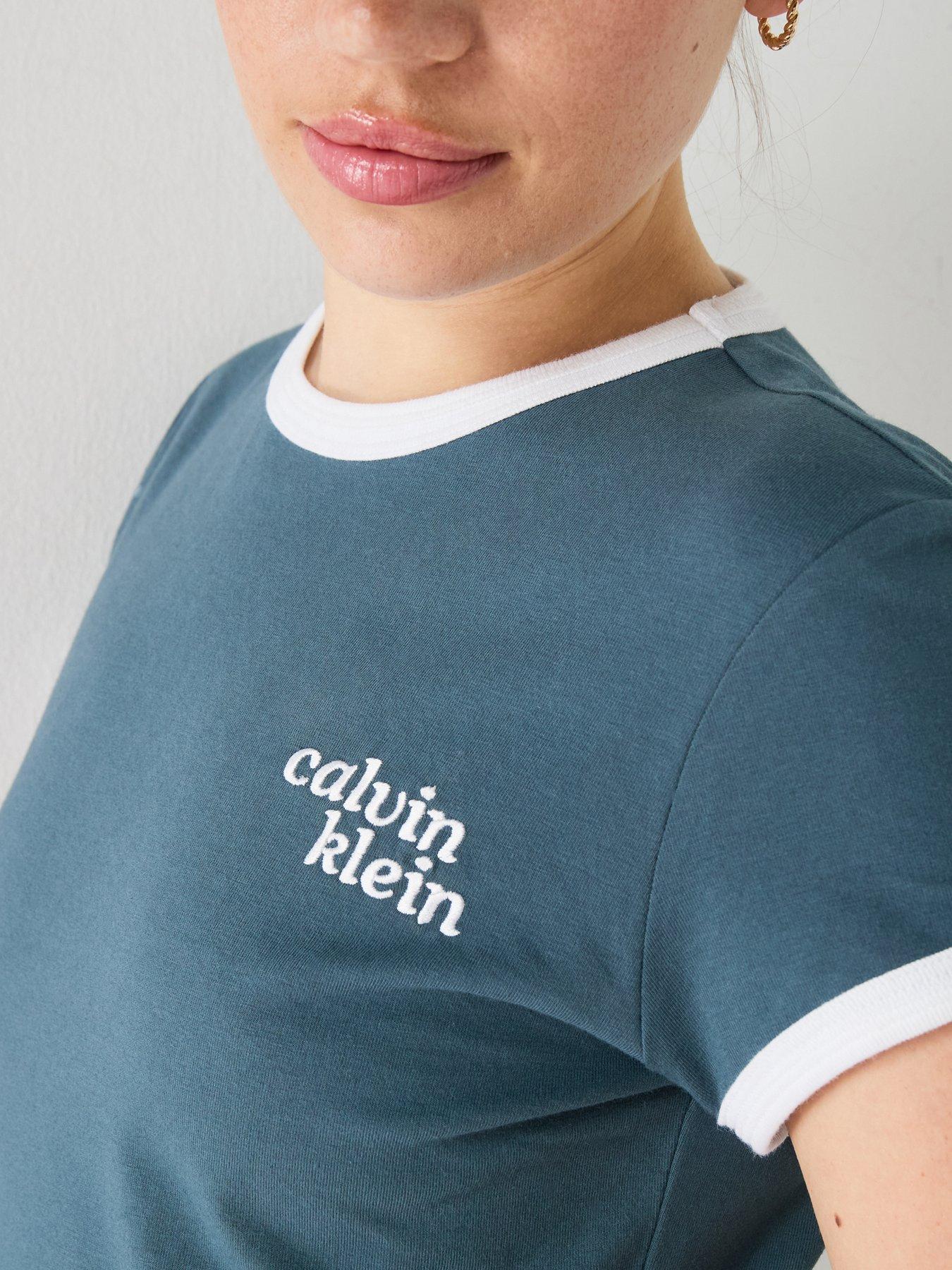 Image 4 of 5 of Calvin Klein Jeans Jeans Embroidered Logo Ringer T-shirt - Dark Grey