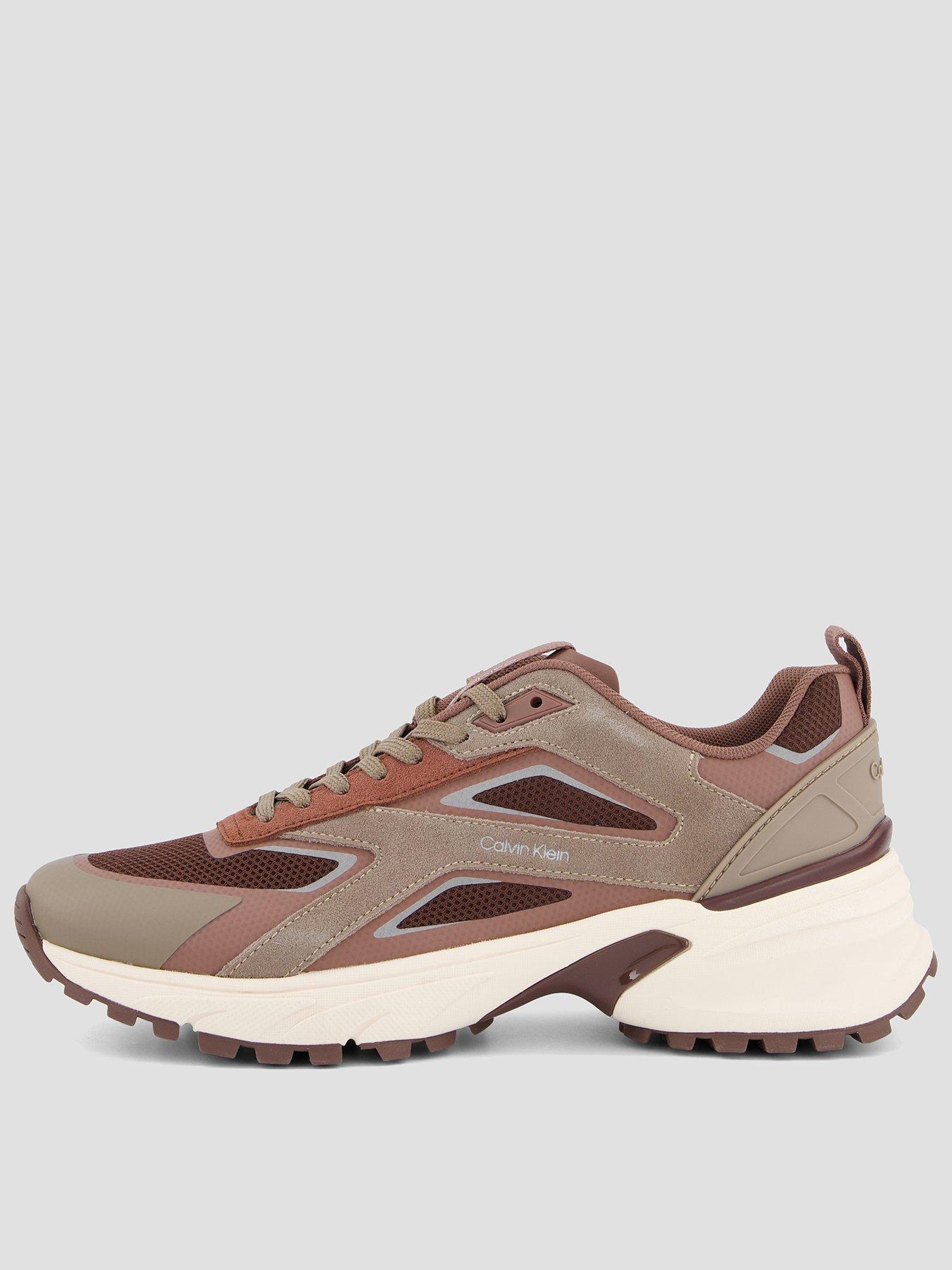 Calvin Klein Hike Runner CK Stripe Flective Trainers, Brown, Size 38, Women