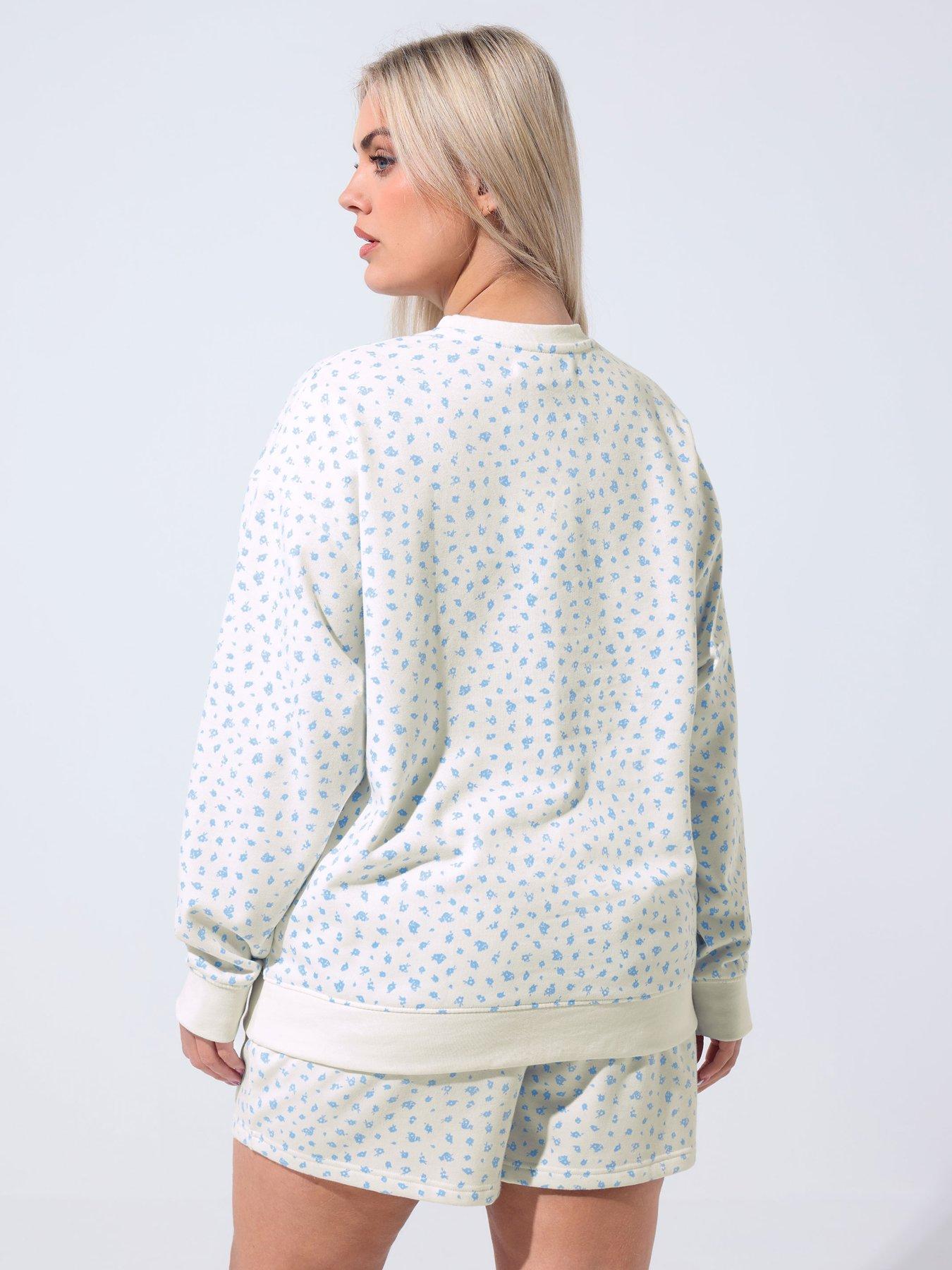 Image 2 of 5 of Yours Curve Ditsy Printed Sweatshirt - White